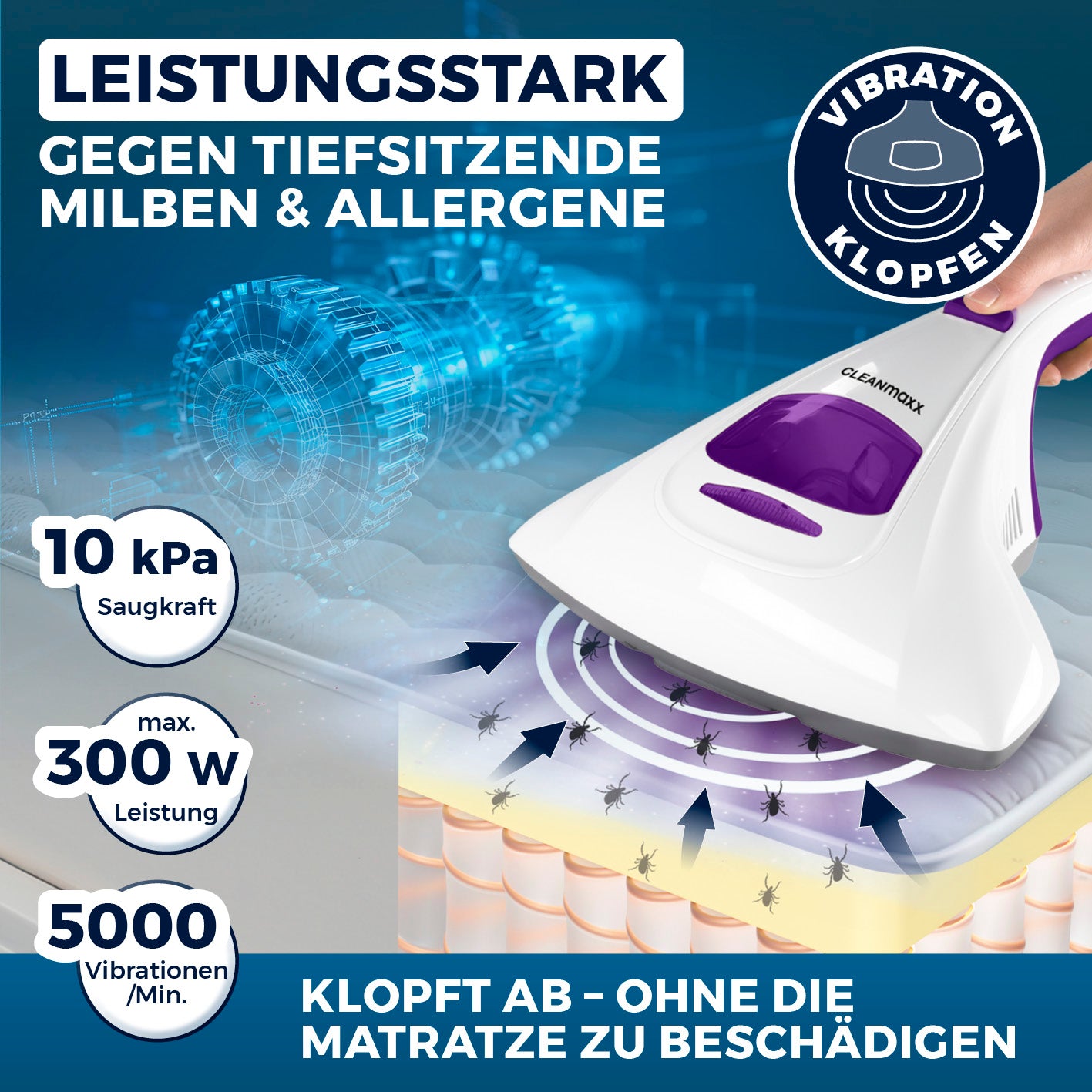 Milbensauger Vibration - Weiß/Lila