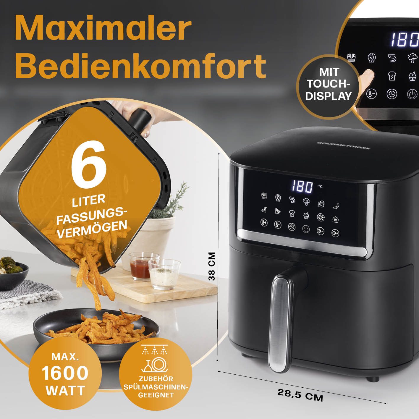 4in1-Heißluftfritteuse - 6 l
