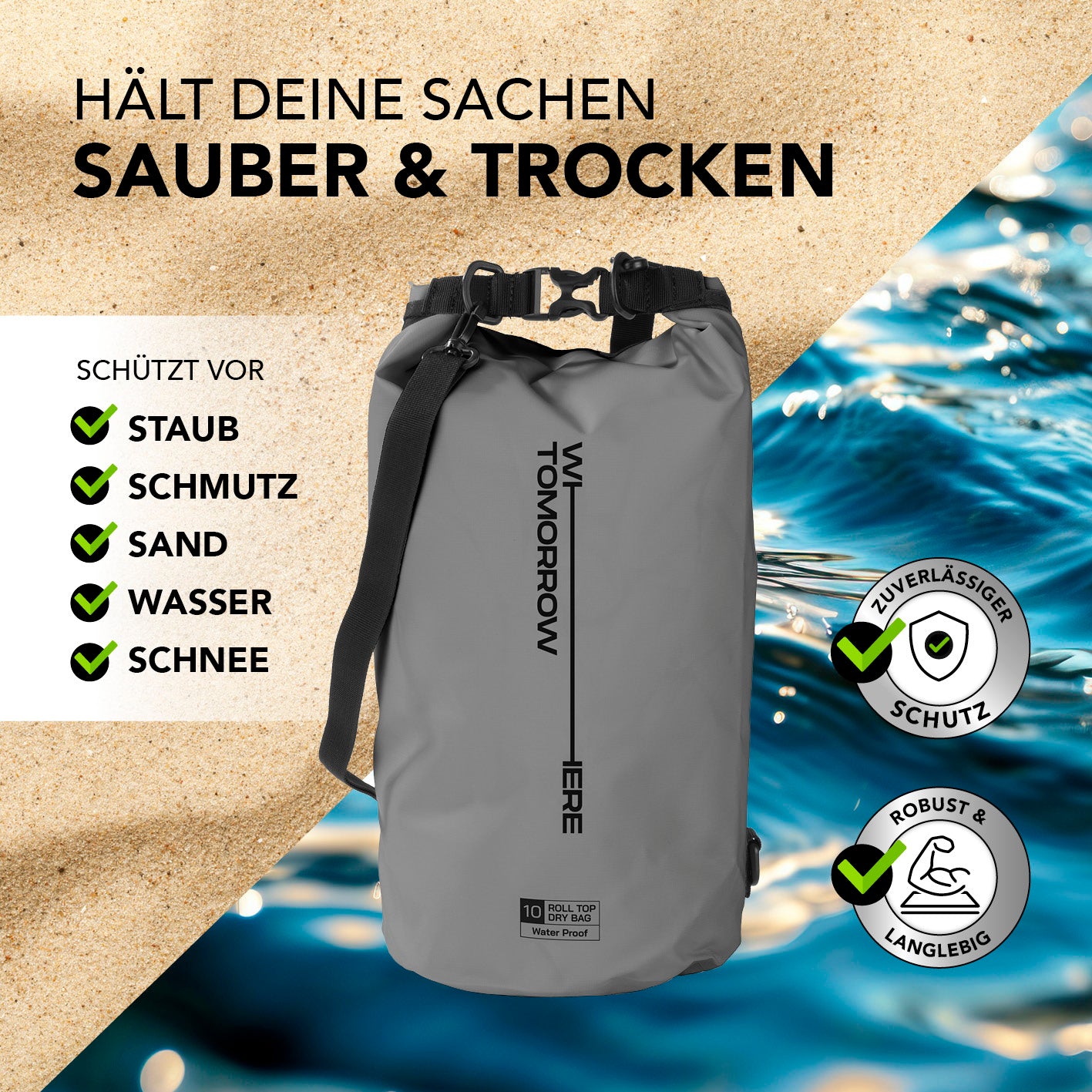 Dry Bag 10L - Style 02 - Grau