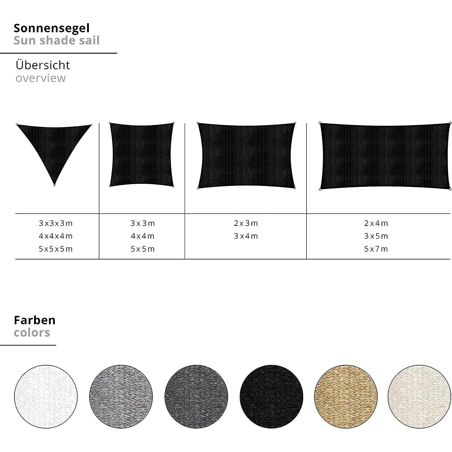 Sonnensegel 100% HDPE - Dreieck 3 x 3 Meter - dunkelgrau