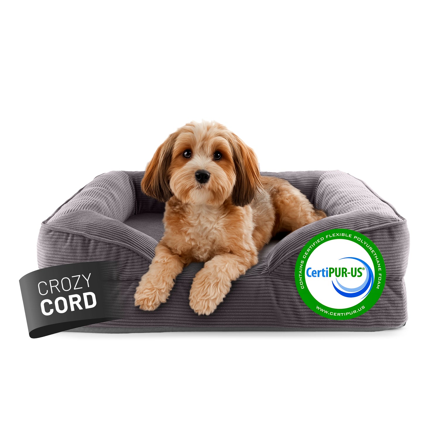 Komfort-Hundebett aus der LUMALAND Cord-Reihe - Gr. S - 70 x 60 cm - Grau
