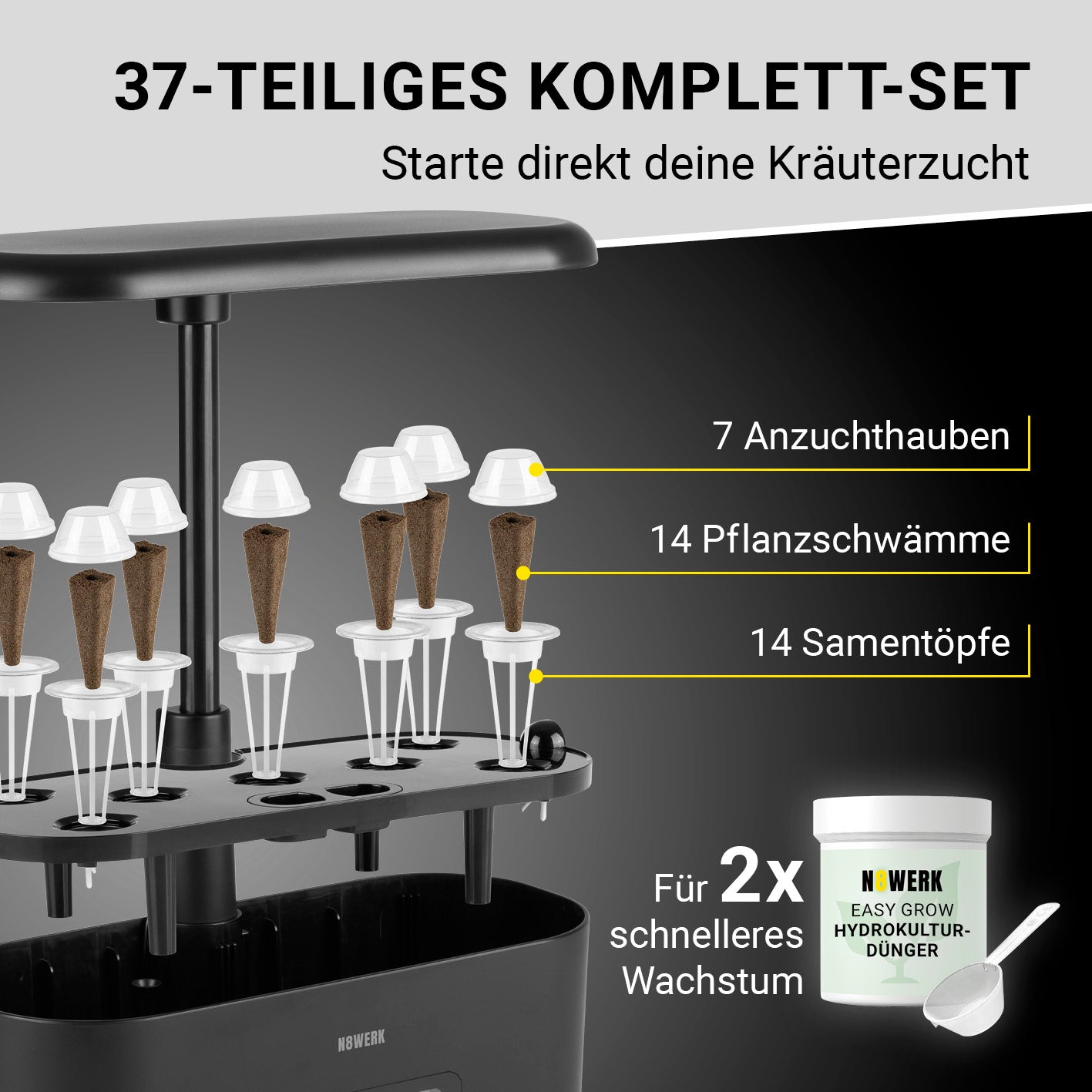 Hydroponische Pflanzenanzuchtstation mit Display