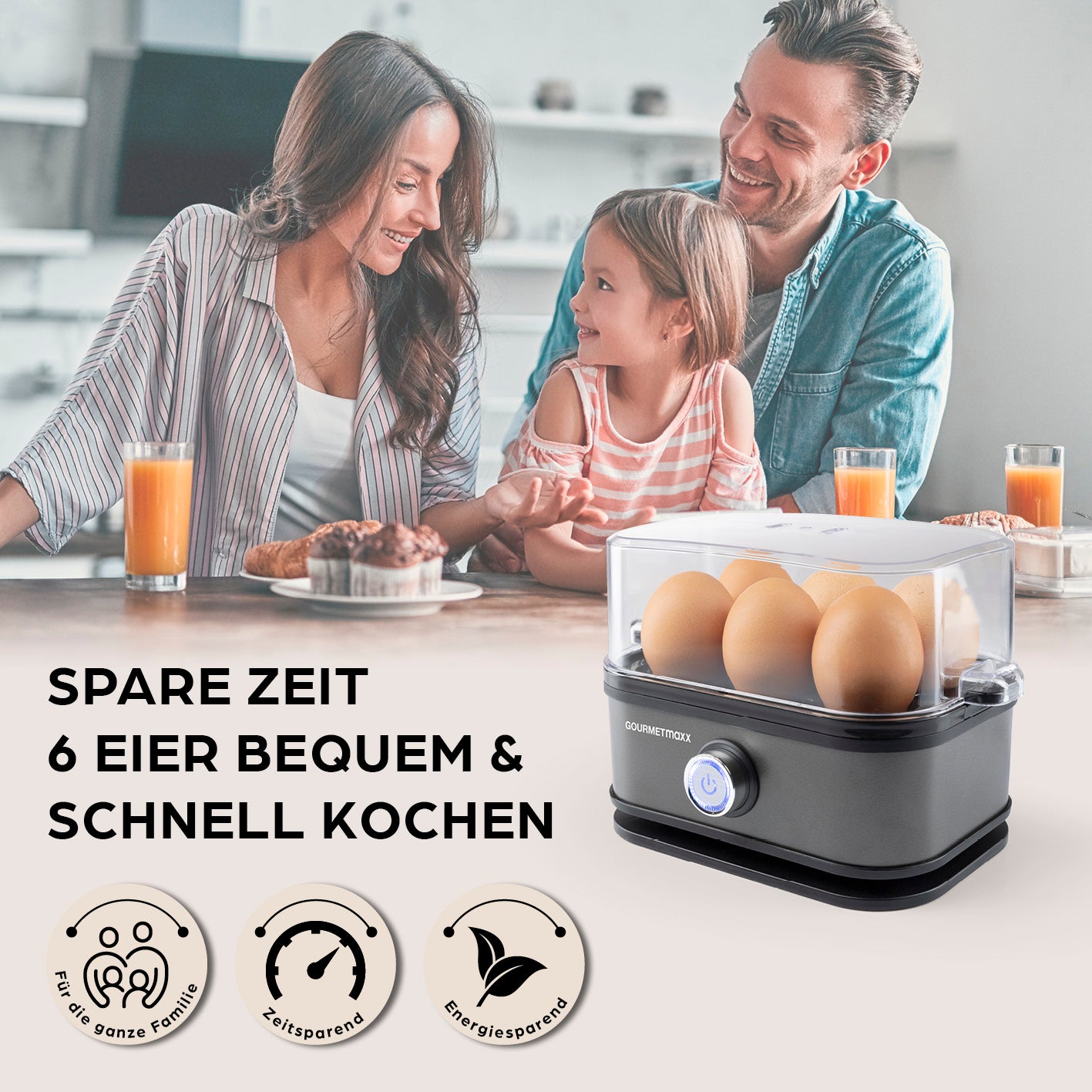 Design-Eierkocher 6 Eier - Anthrazit