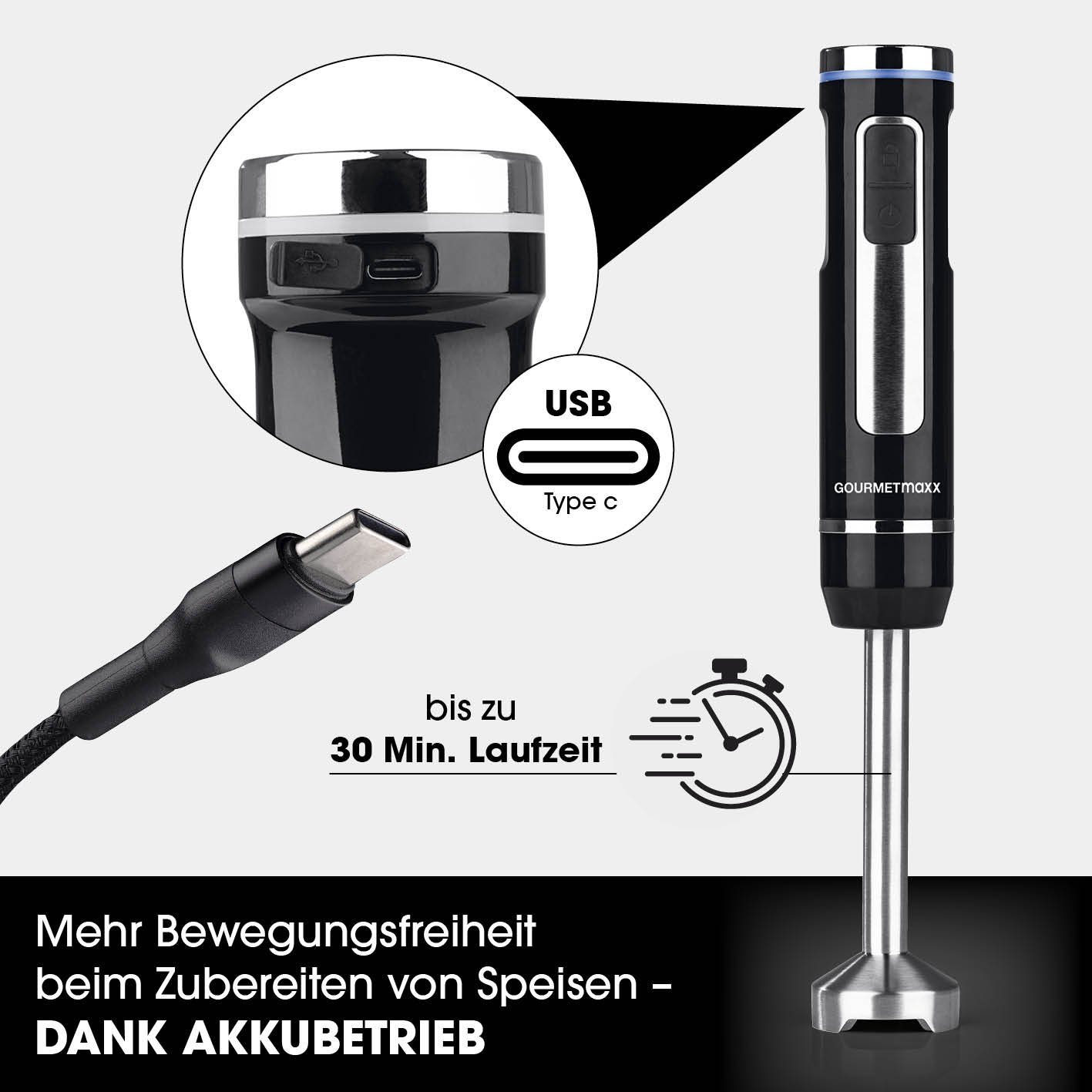 Akku-Stabmixer mit XL-Zubehör-Set