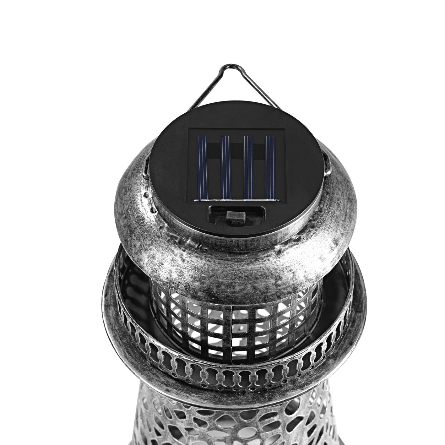 Solar-Leuchte Leuchtturm - silber