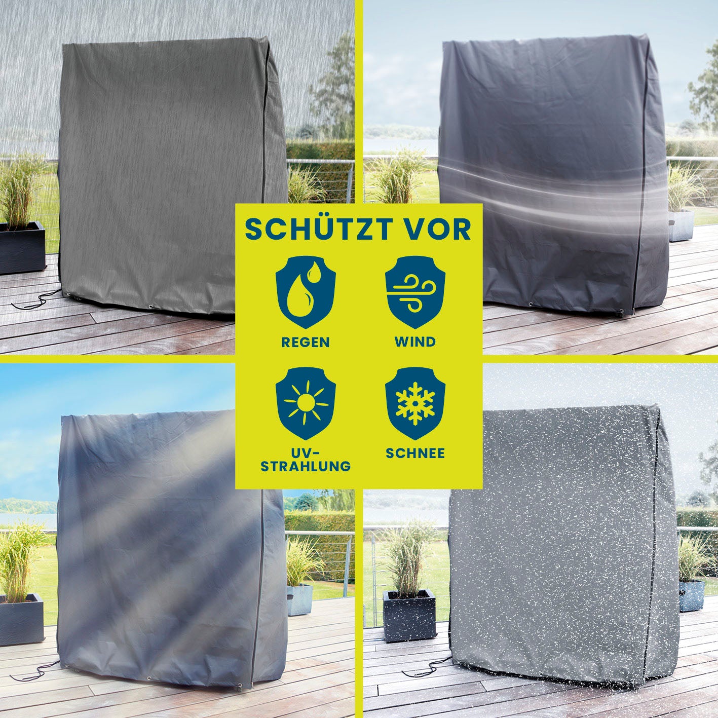 Strandkorb Schutzhülle L/XL - 140 x 100 x 165/140 cm - grau
