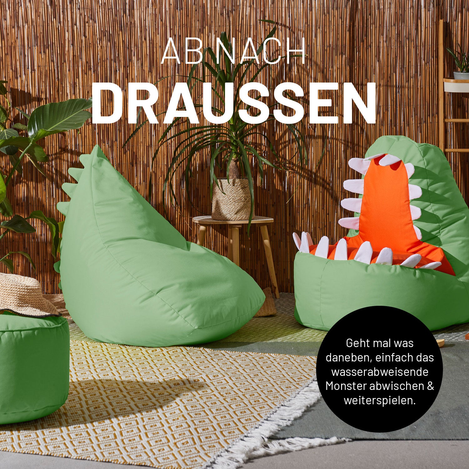 Kindersitzsack Animal Line Monster (180 L) - indoor & outdoor - Pastell Grün