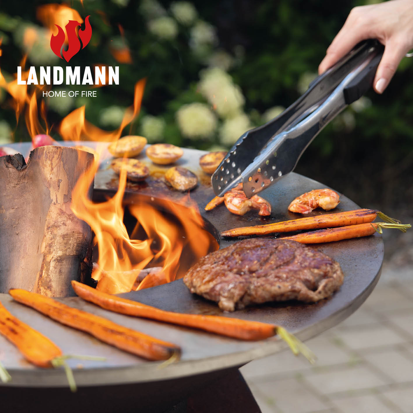 Feuerschalen-Wagen + Plancha-Grill KORREO - Ø 70 cm