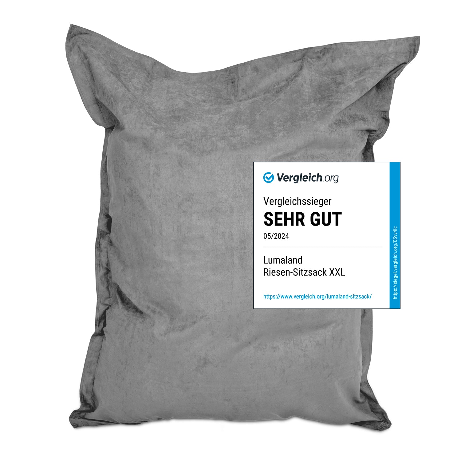 XXL Microvelours Sitzsack (380 L) - indoor - Grau