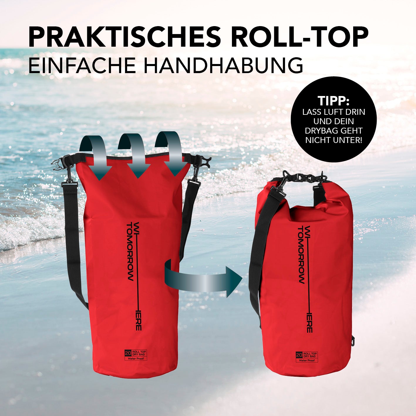 Dry Bag 20L - Style 02 - Rot
