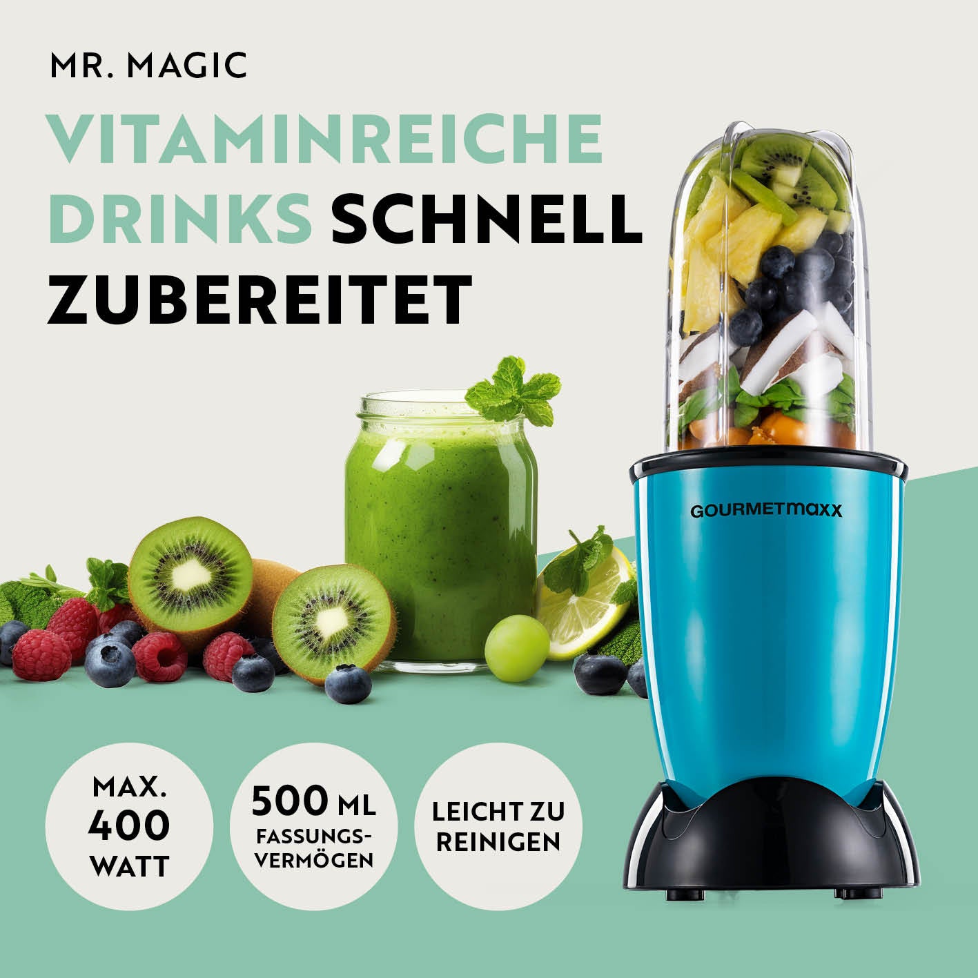 Mr. Magic Power 400 Pro mit Zubehörset L - Grün/Schwarz