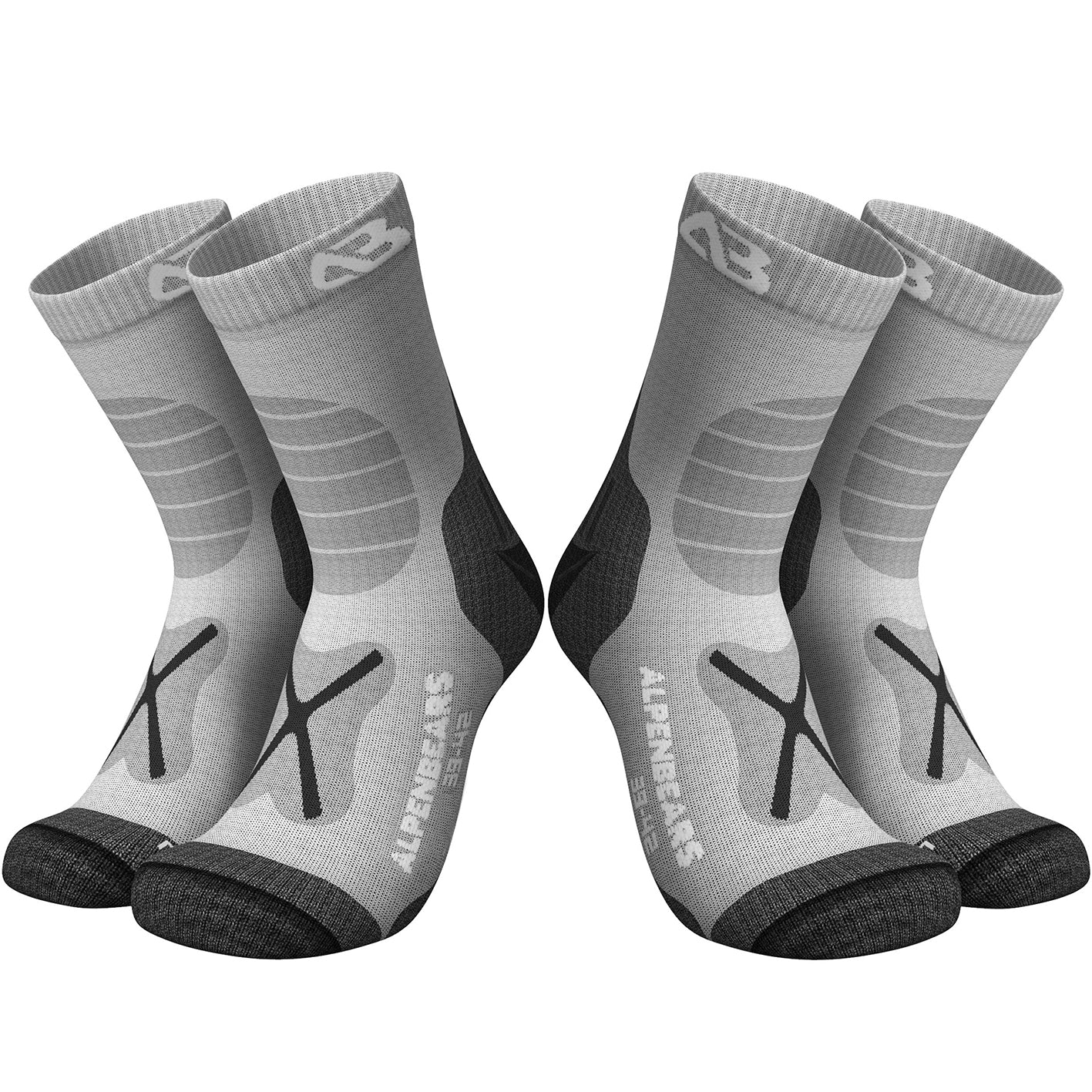 Wandersocken Merinowolle - 2er-Set - Grau - Größe 43-48