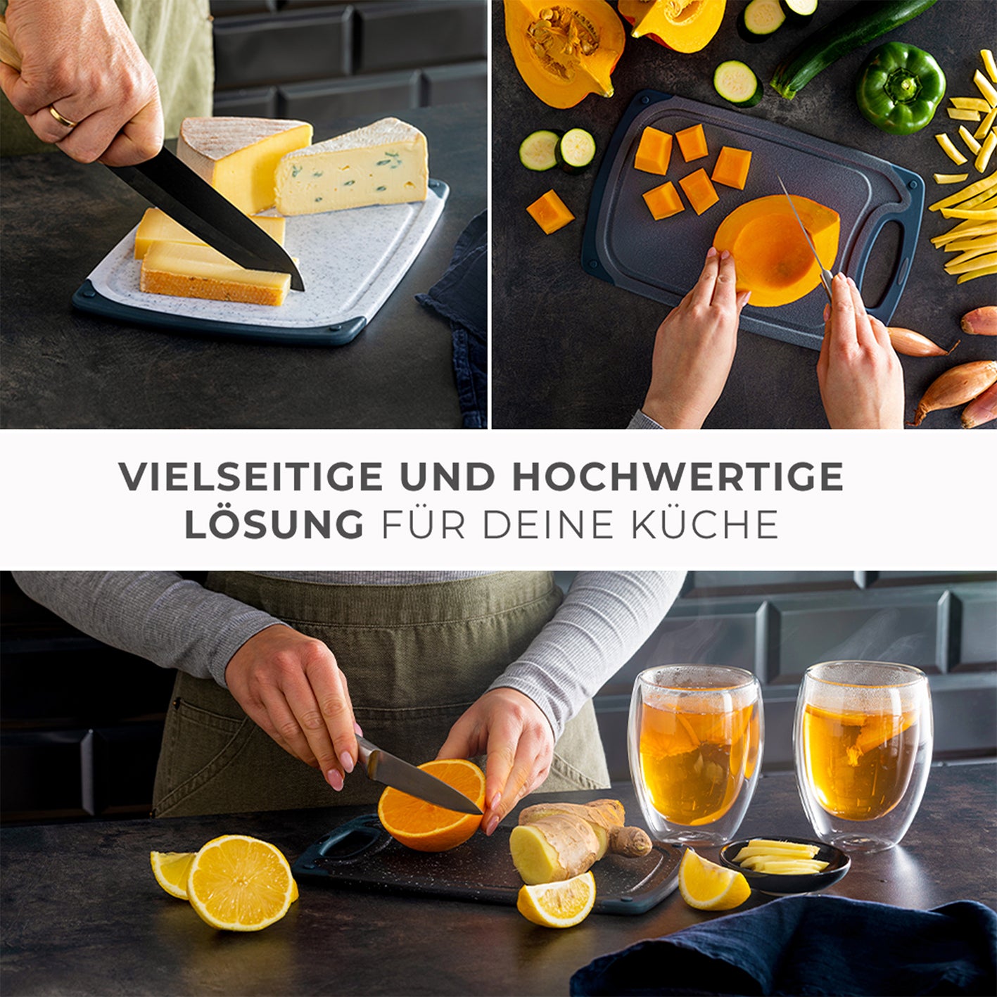 Frühstücksbrettchen - 3er-Set - Marmoroptik Weiß