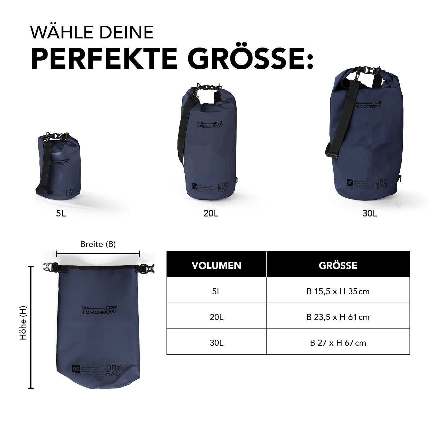 Dry Bag 30L - Style 01 - Dunkelblau