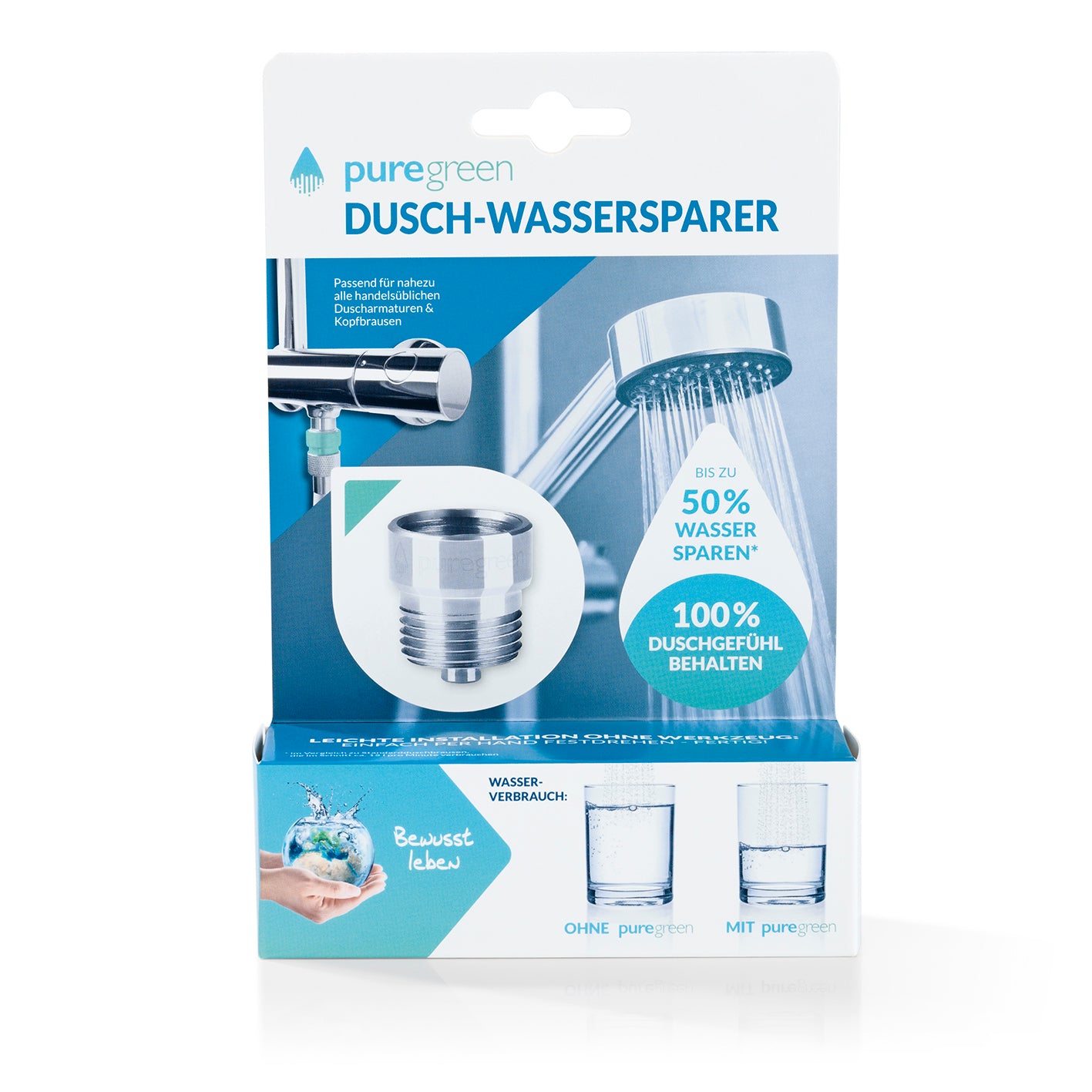 Wassersparer für die Dusche - Spart bis zu 50 % Wasser - chromfarben