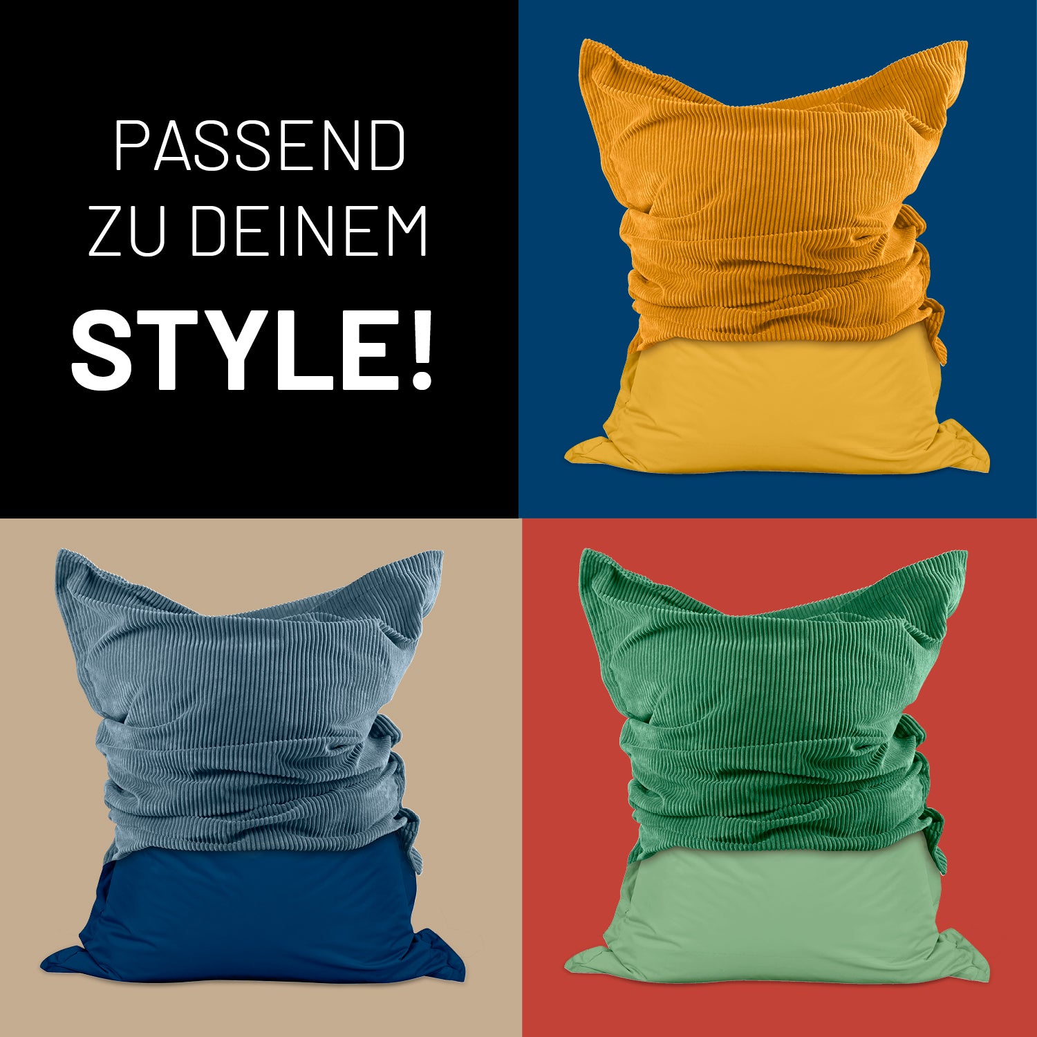 Sitzsack Classic XXL All-in-One Set - 380 L - 140 x 180 cm - Beige