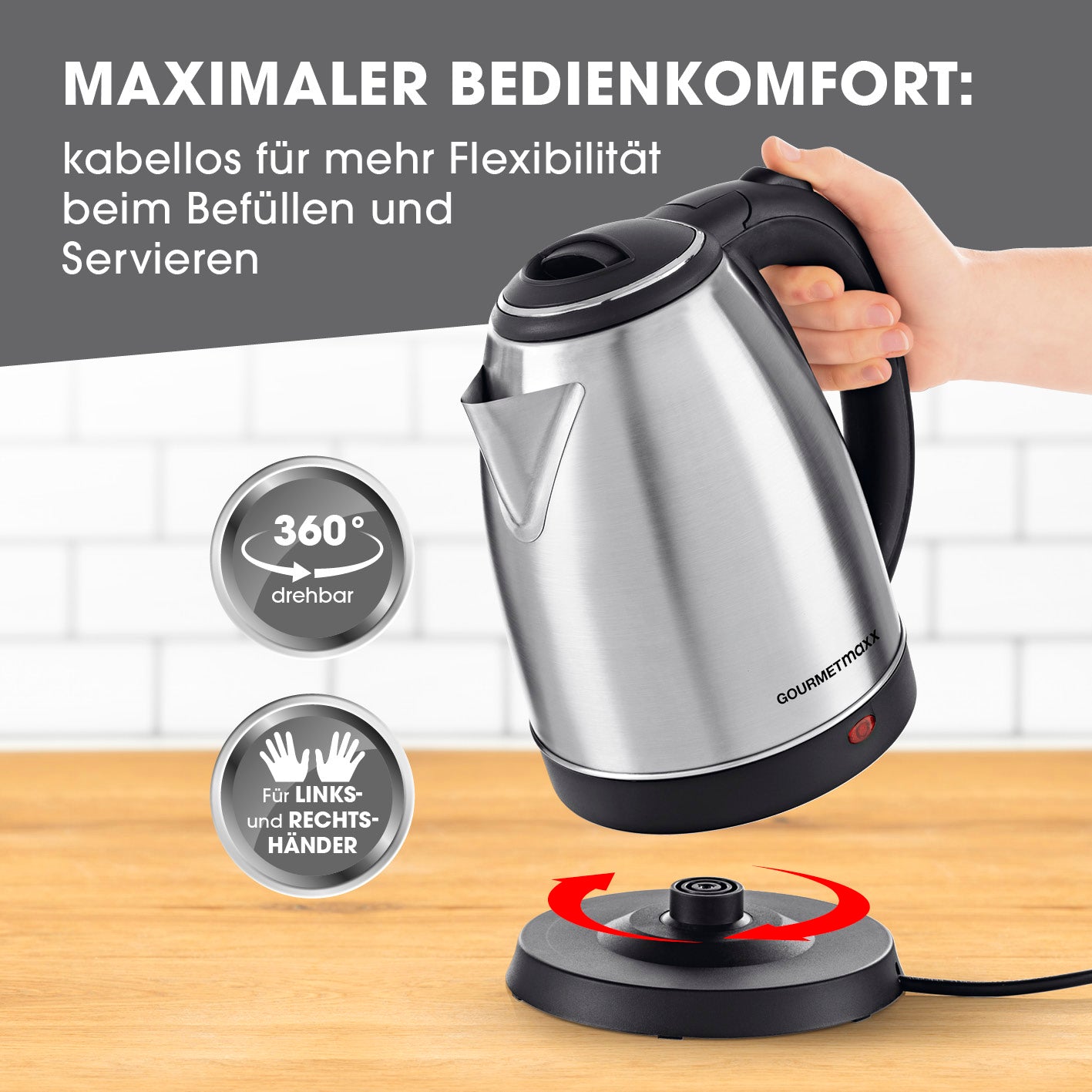 Wasserkocher - 1,8l - Edelstahl