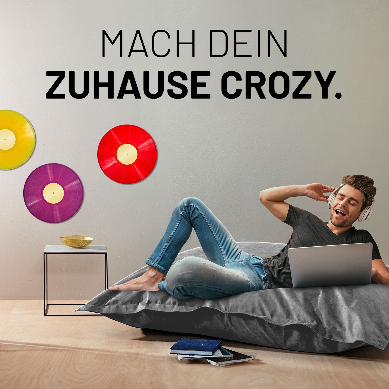 XXL Microvelours Sitzsack (380 L) - indoor - Grau
