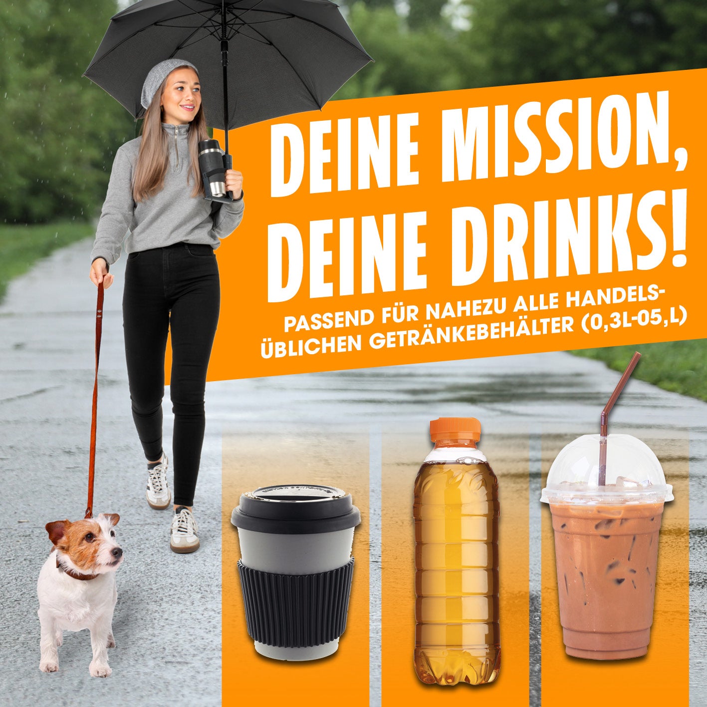 Regenschirm mit Getränkehalter - 2er-Set