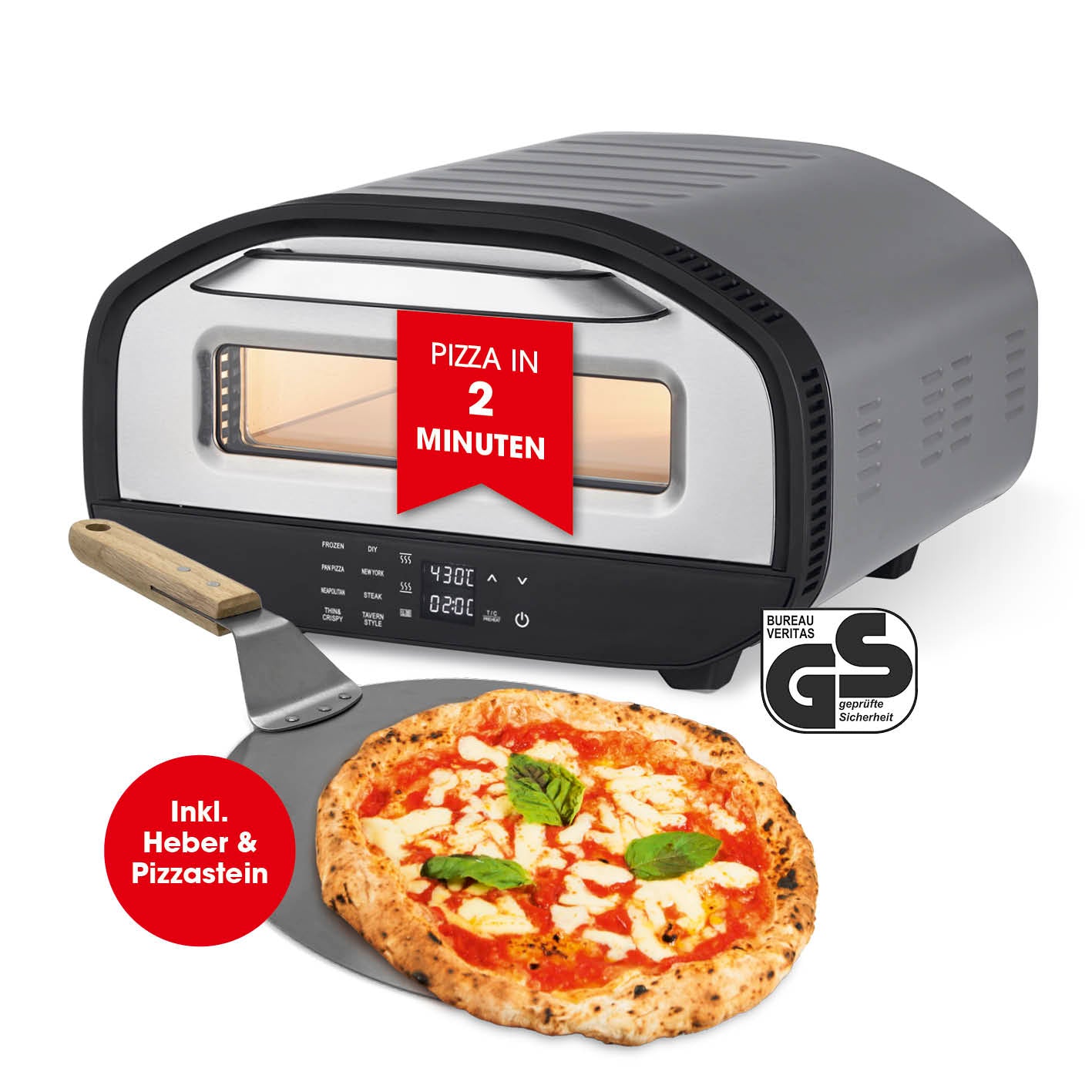 Elektro-Pizzaofen mit Pizzaheber