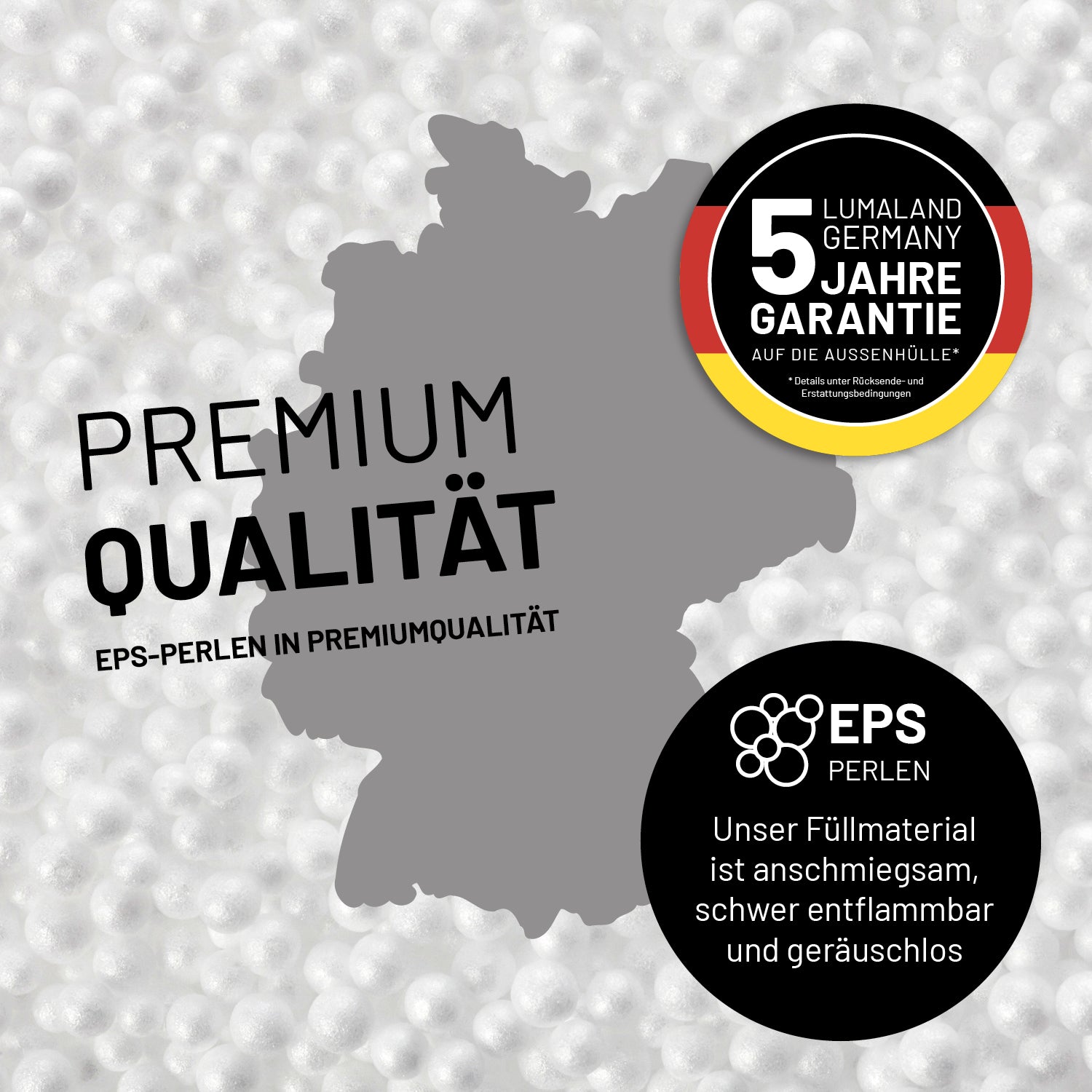 Modularer Sessel aus der Cord-Reihe - Grau mit weicher, schwer entflammbarer EPS-Perlenfüllung und 5 Jahre Garantie auf Außenhülle.