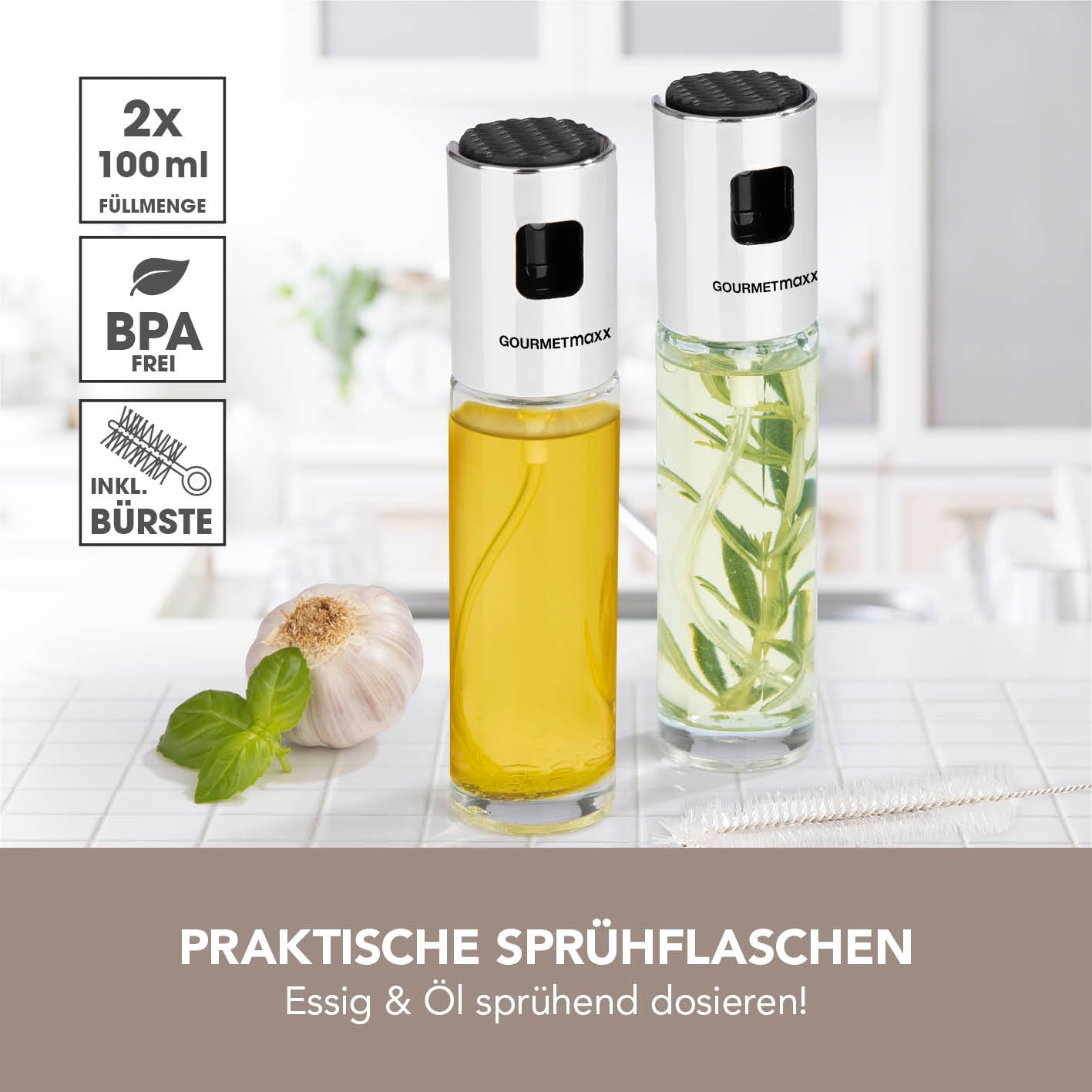 Sprühflaschen - Für Essig & Öl - 2er-Set