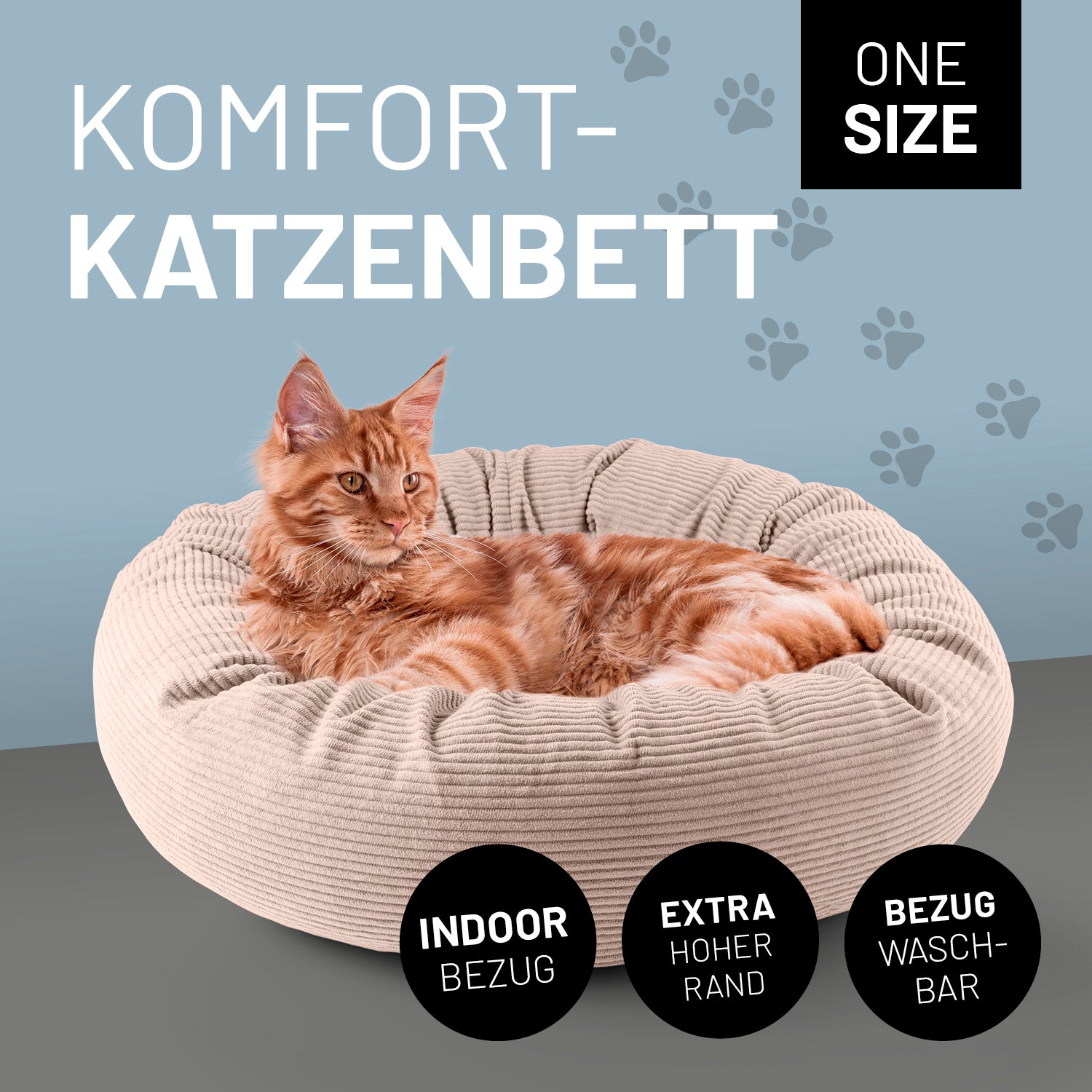 Komfort-Katzenbett aus der LUMALAND Cord-Reihe - Ø 60 cm - Rosé
