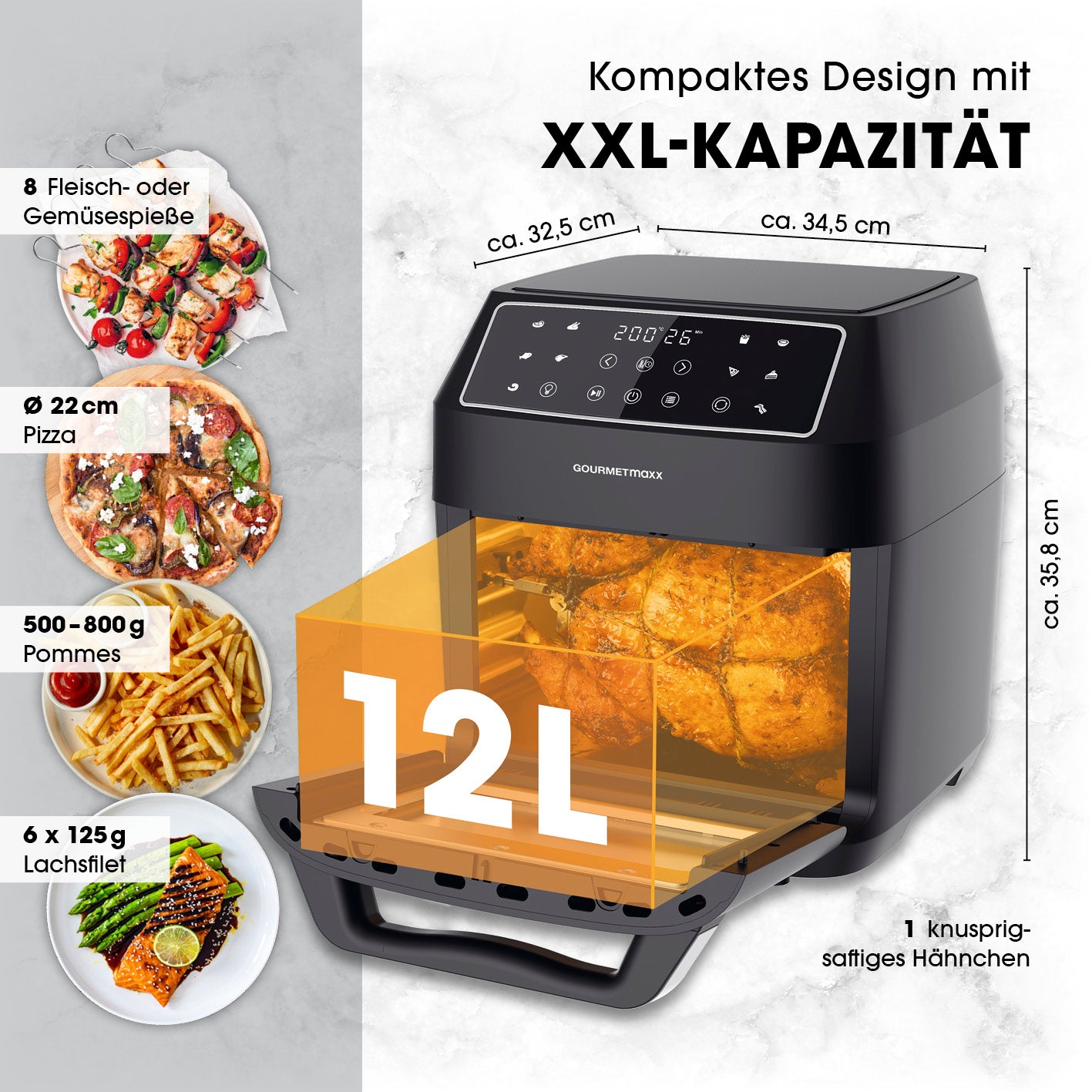 Digitale Heißluftfritteuse - 12 l