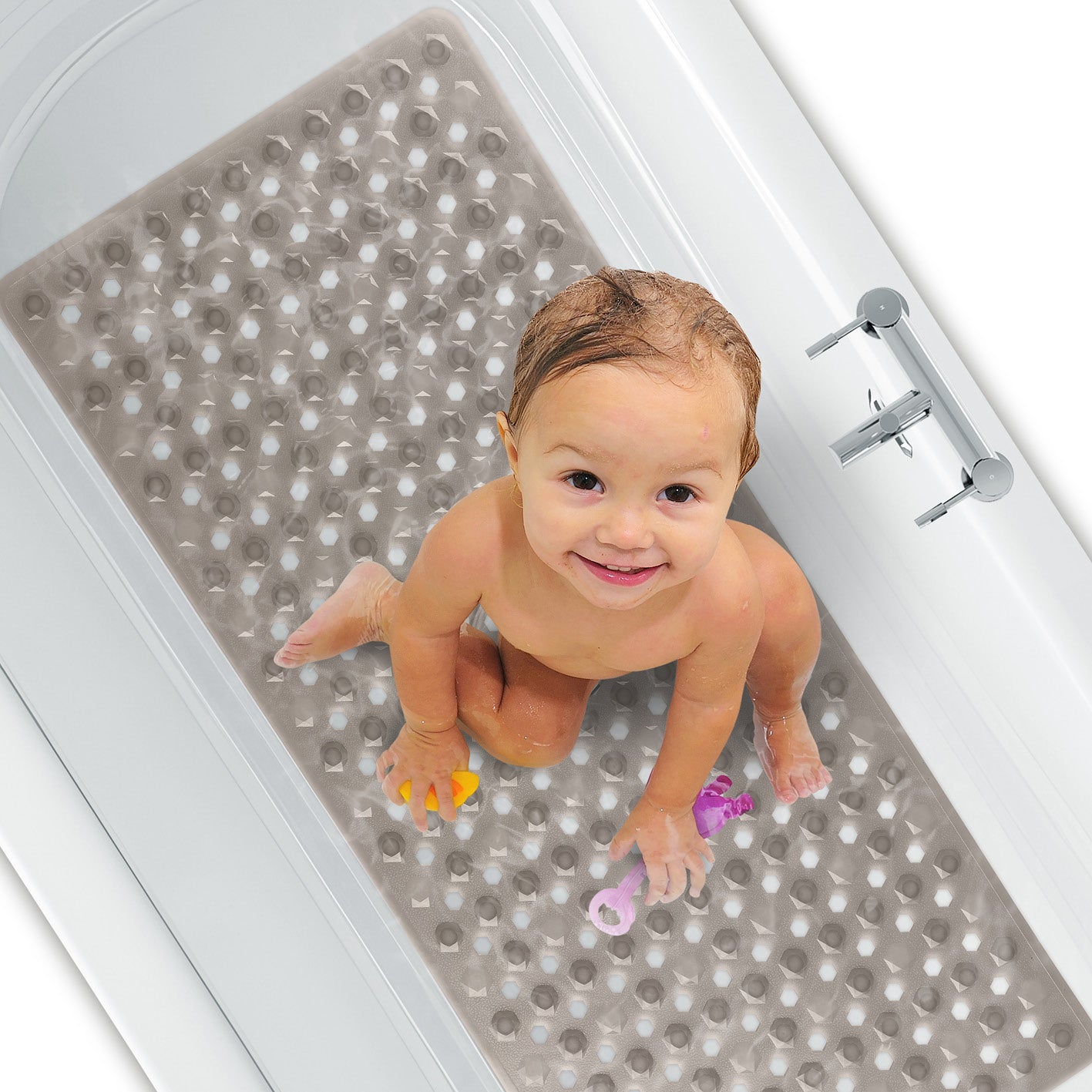 Badewannenmatte 88 x 40 cm – Hellgrau