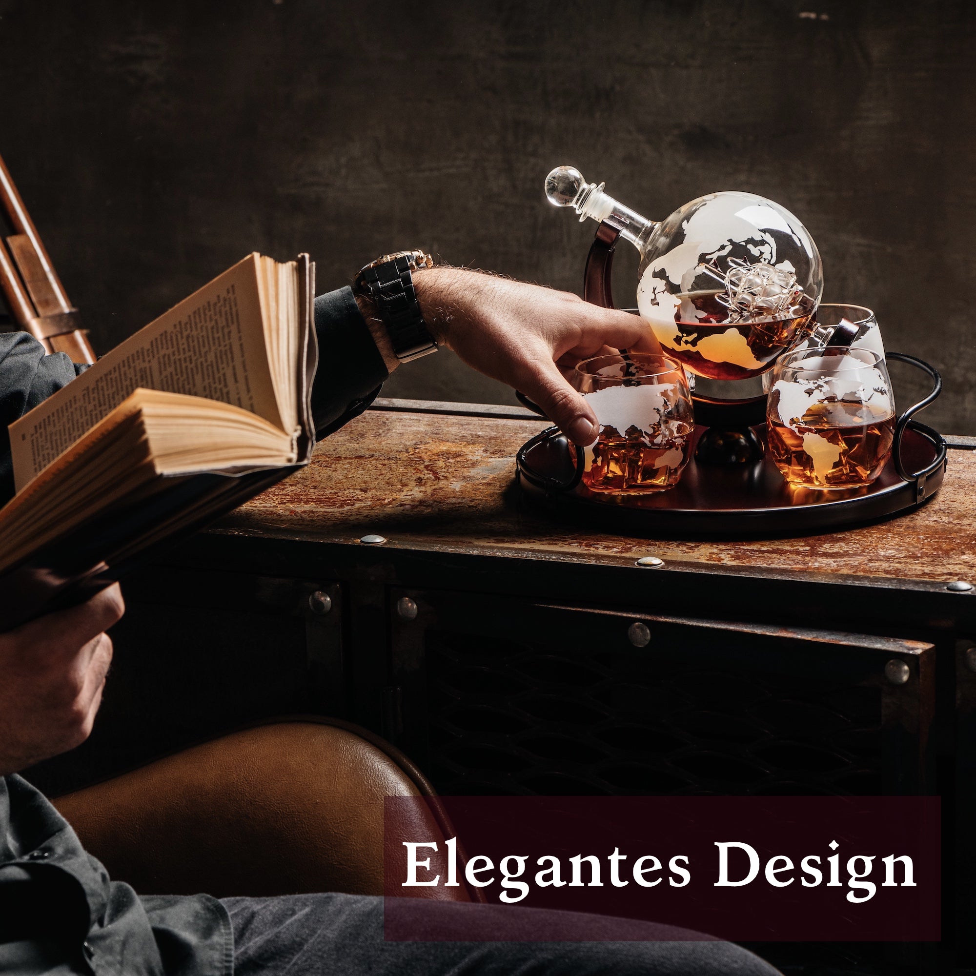 8-in-1-Whisky-Dekanter-Seta –  4 Gläser