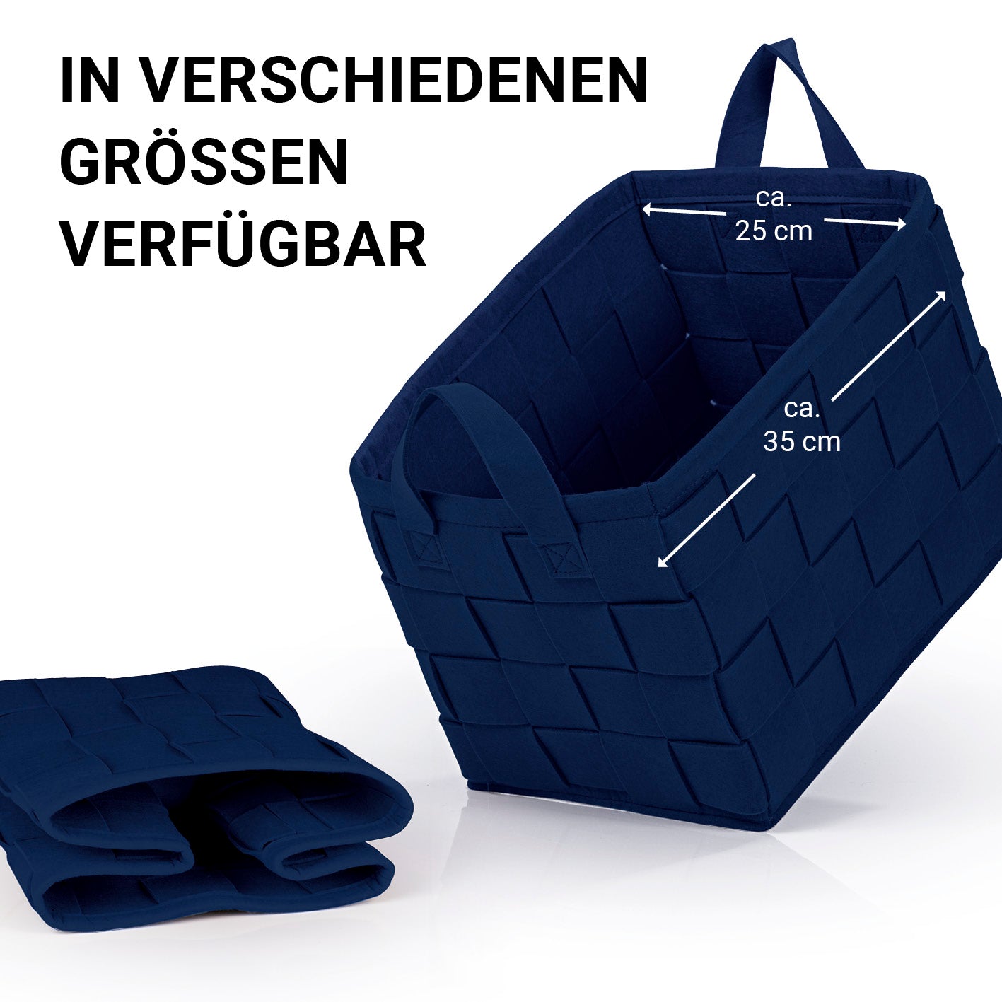 Filz-Aufbewahrungstasche M - 35 x 25 x 25 cm - Dunkelblau
