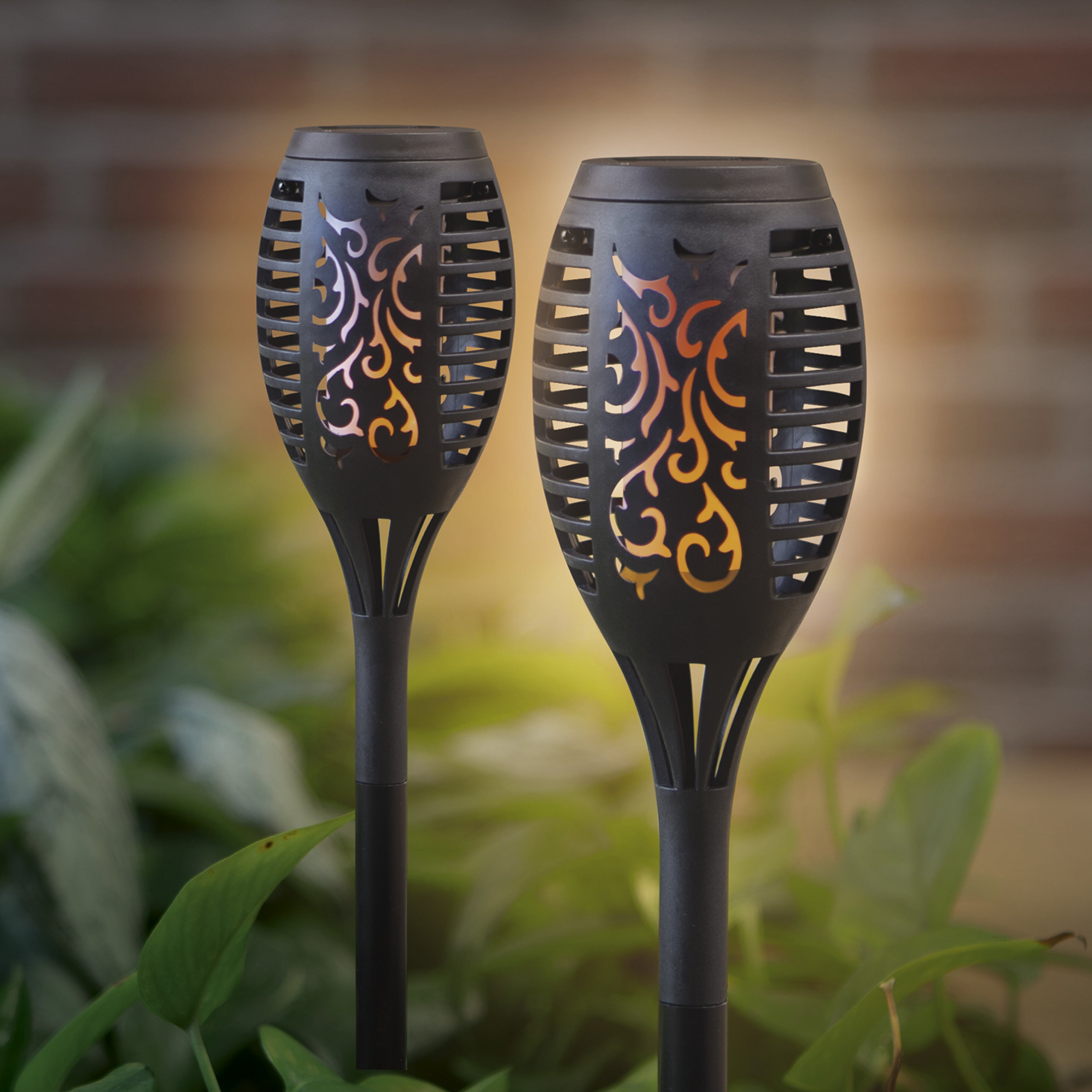 Solar-Fackel LED mit Tageslichtsensor - 2er-Set - schwarz