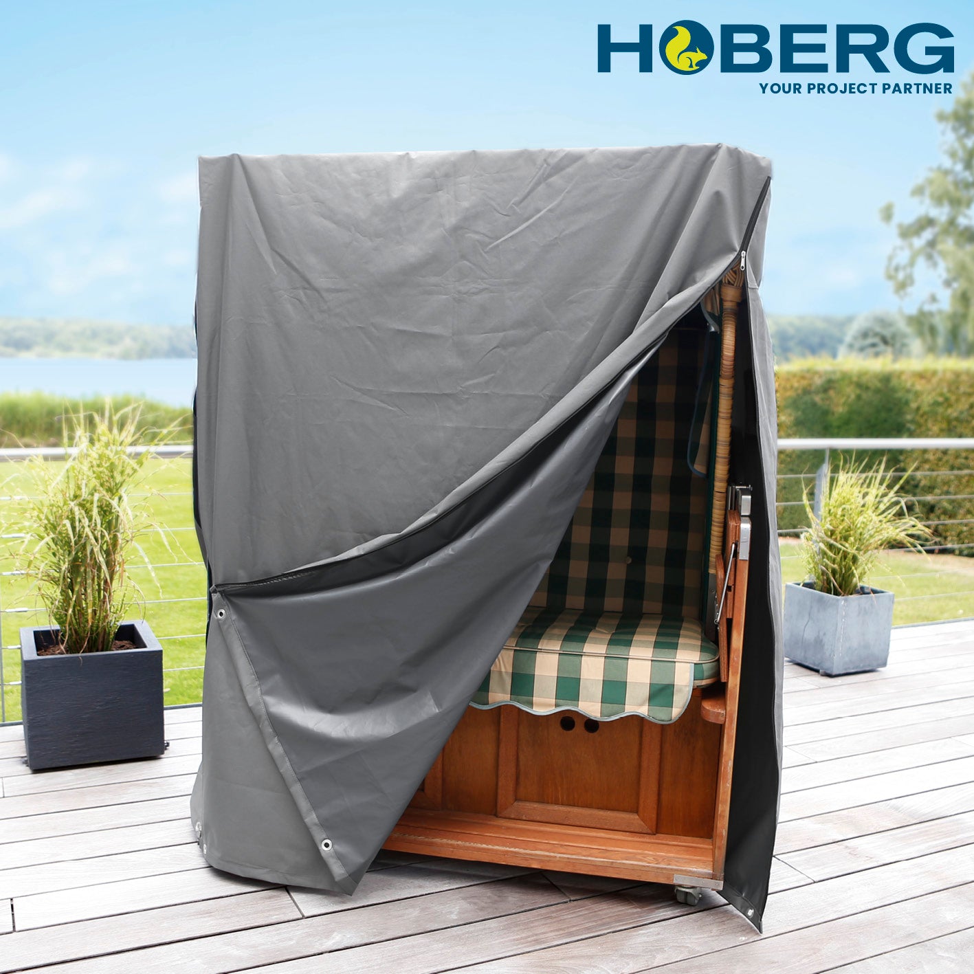 Strandkorb Schutzhülle L/XL - 140 x 100 x 165/140 cm - grau