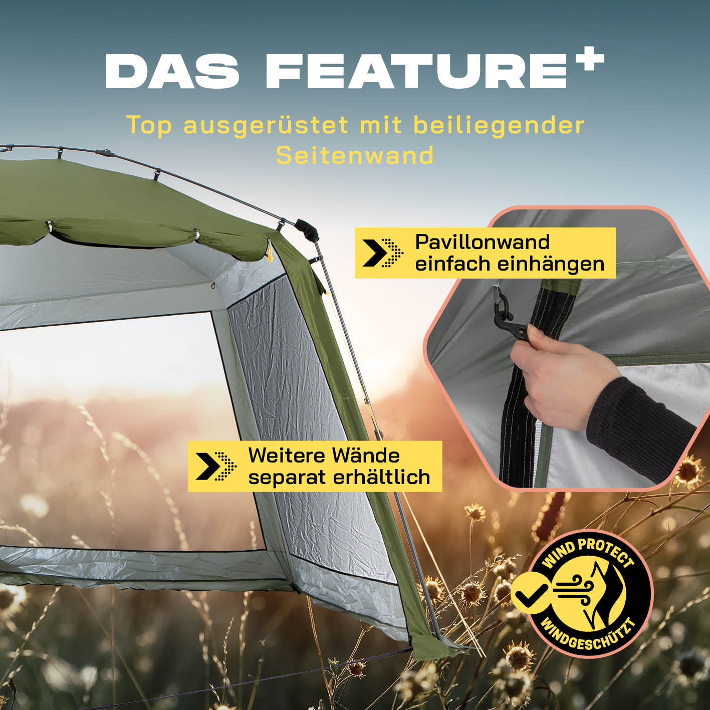 Pop-up-Pavillon Seitenwand - Grün