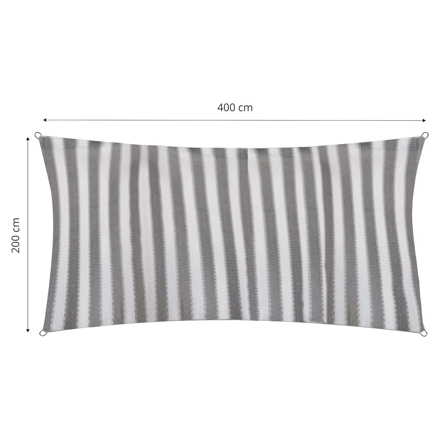 Sonnensegel 100% HDPE mit Stabilisator für UV-Schutz - Rechteck 2 x 4 Meter - Grau/Weiß