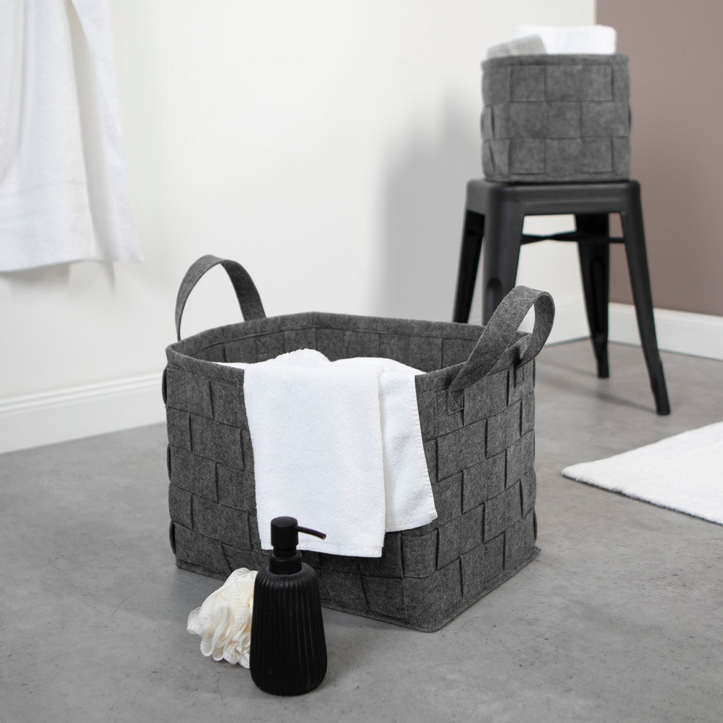 Filz-Aufbewahrungstasche M - 35 x 25 x 25 cm - Dunkelgrau