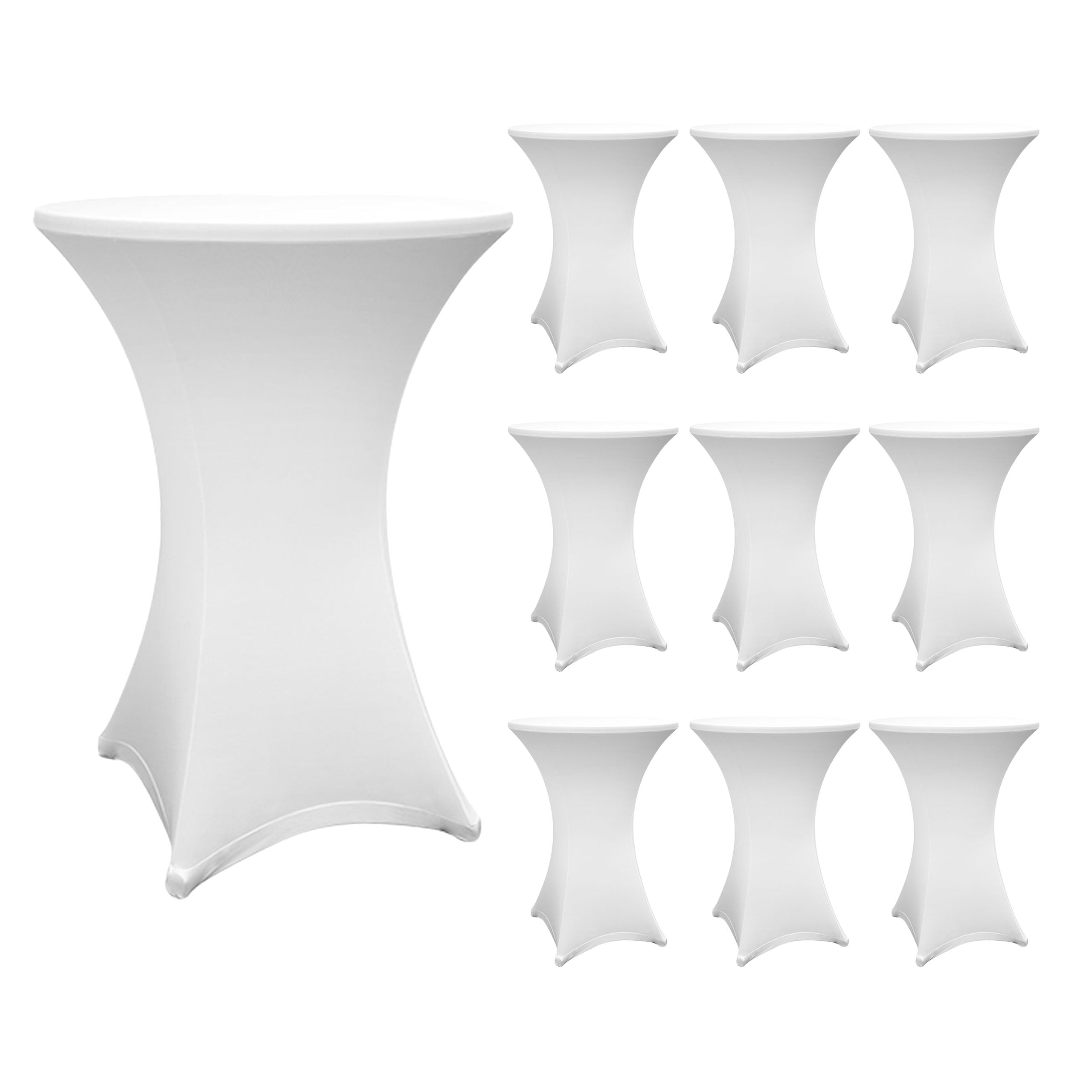 Stehtischhusse - Tisch Bezug - Husse -  Ø 80-85 cm - Weiß - 10er-Set