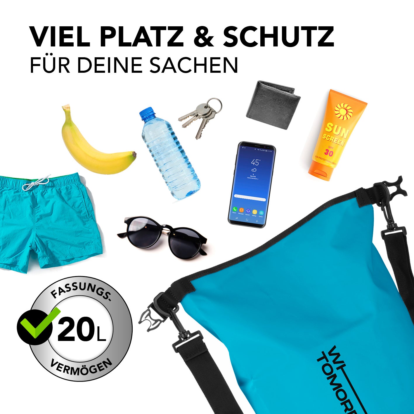 Dry Bag 20L - Style 02 - Himmelblau