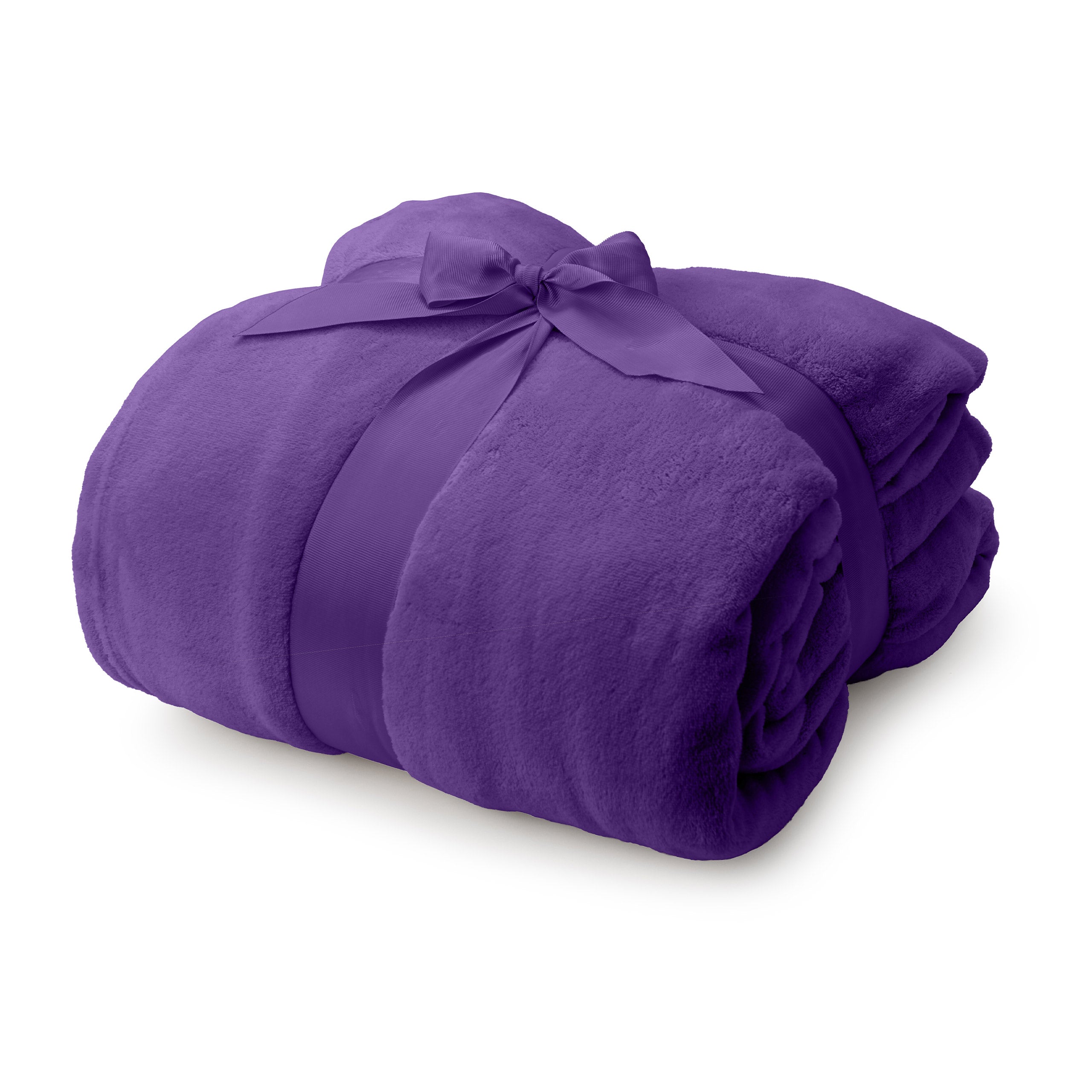 Kuscheldecke mit Ärmeln aus weichem Coral Fleece mit Handytasche + Fußtasche - 150 x 180 + 35 cm - lila