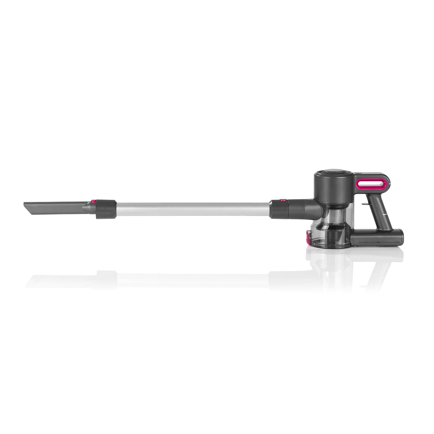 Akku-Zyklon-Staubsauger - Verlängerungsrohr auf bis ca. 80 cm - anthrazit/pink