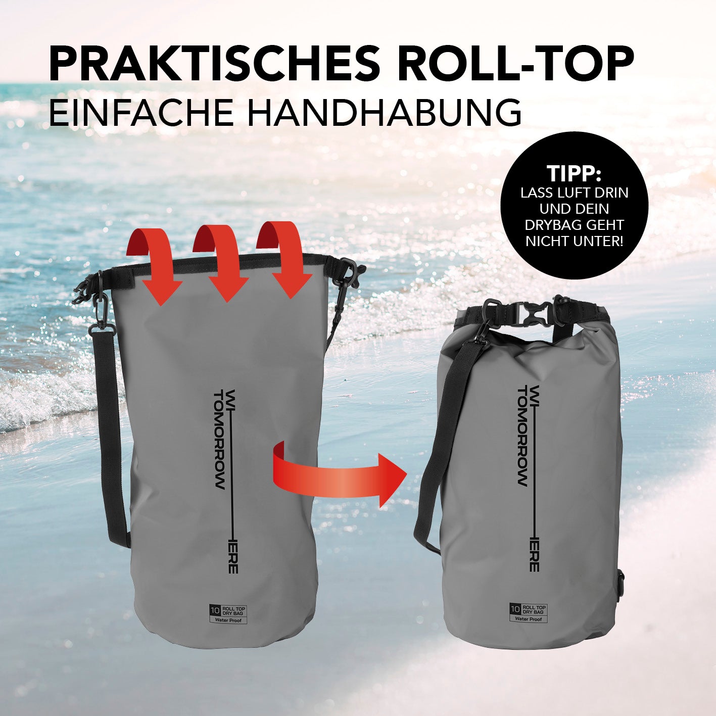 Dry Bag 10L - Style 02 - Grau