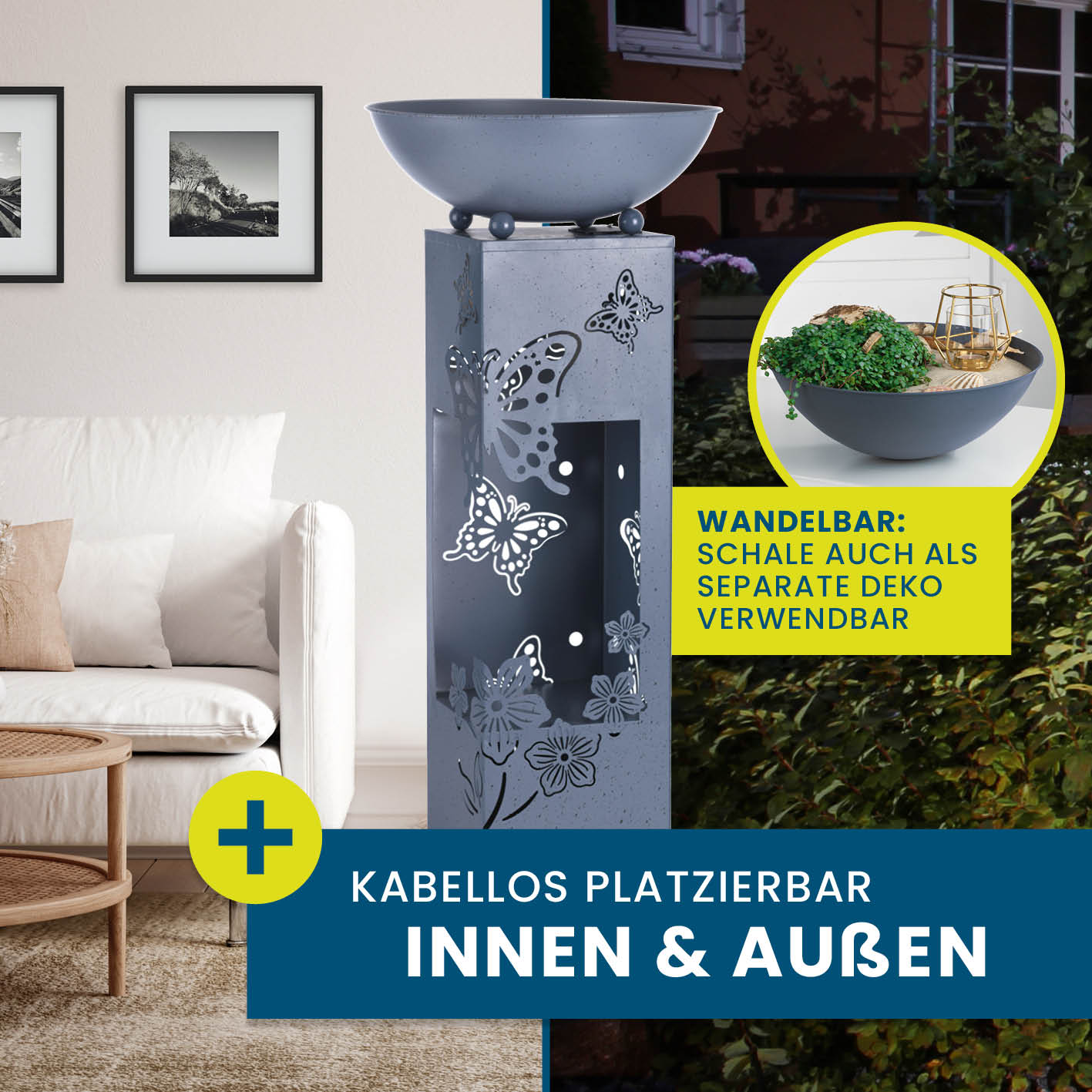 LED Pflanzsäule in 3D Beton-Optik