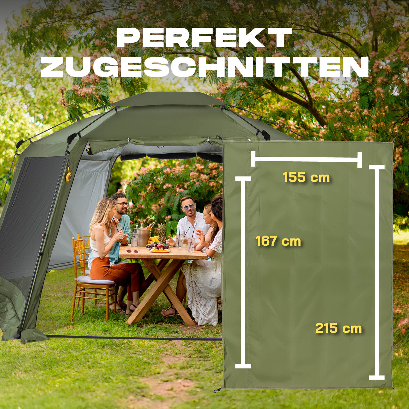Pop-up-Pavillon Seitenwand - Grün