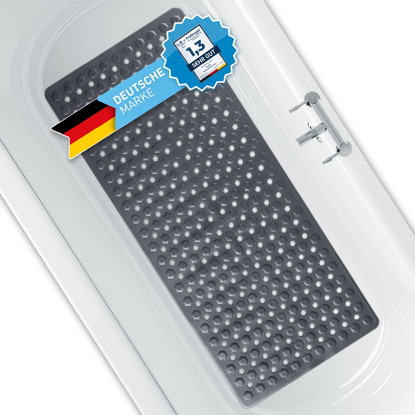 Badewannenmatte 88 x 40 cm – Dunkelgrau