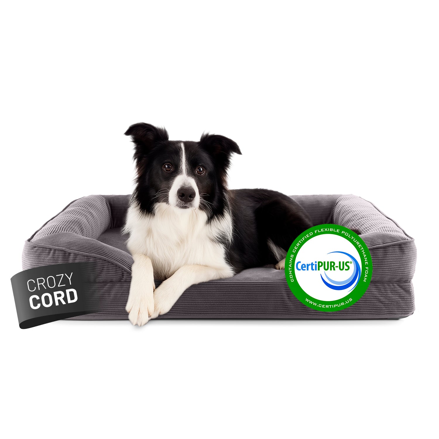 Komfort-Hundebett aus der LUMALAND Cord-Reihe - Gr. M - 90 x 65 cm - Grau