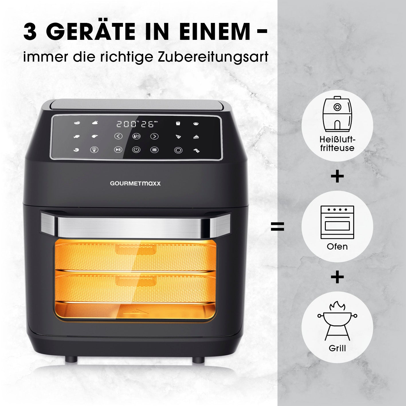 Digitale Heißluftfritteuse - 12 l