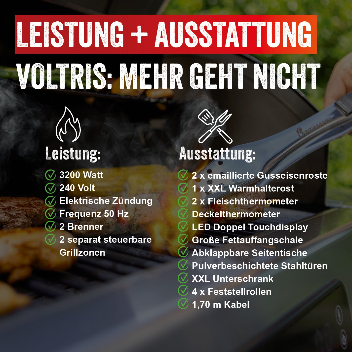 VOLTRIS Elektro-Grillwagen - Edelstahl