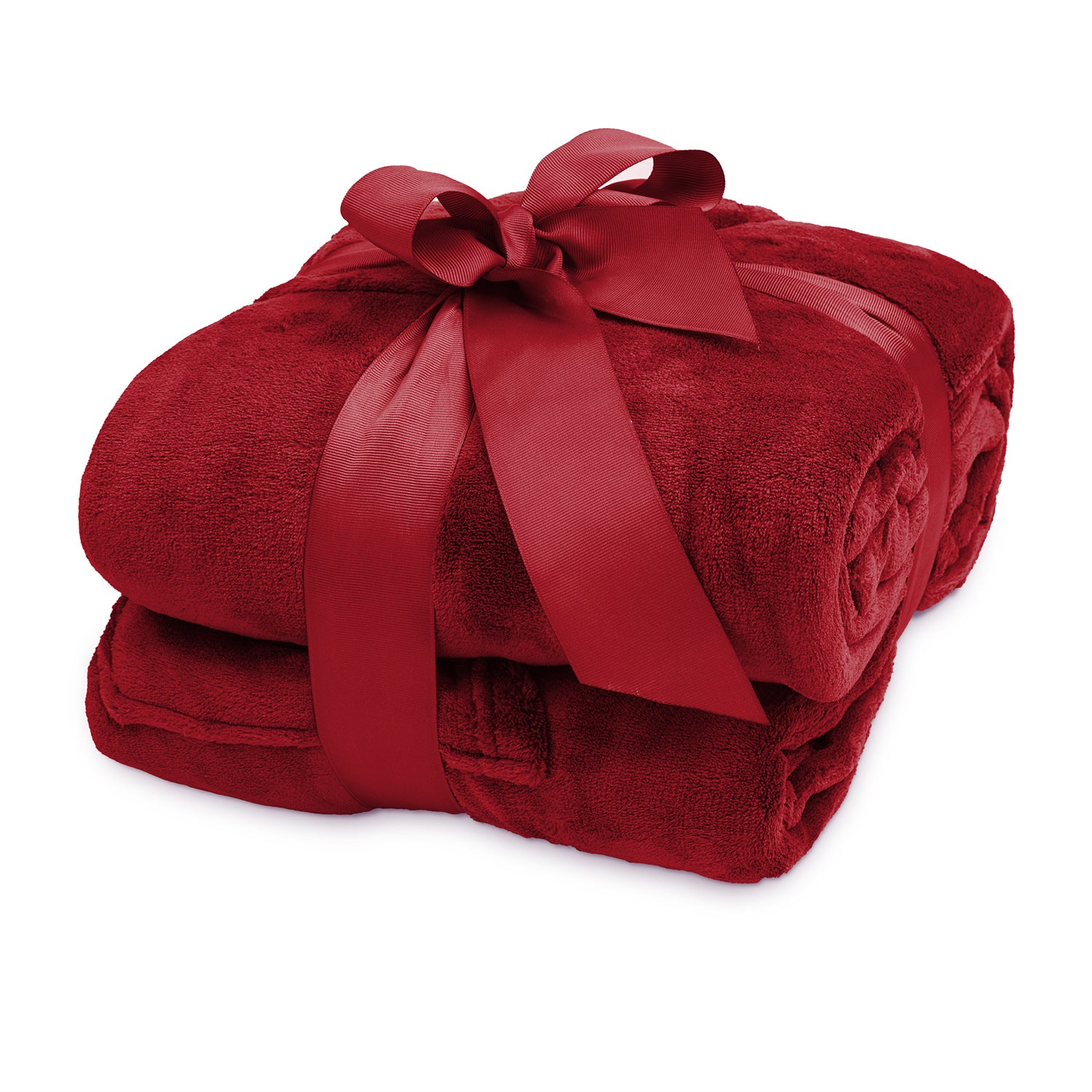 Kuscheldecke - 170 x 200 cm - 50 cm Fußtasche - Sofadecke & Tagesdecke - Bordeaux