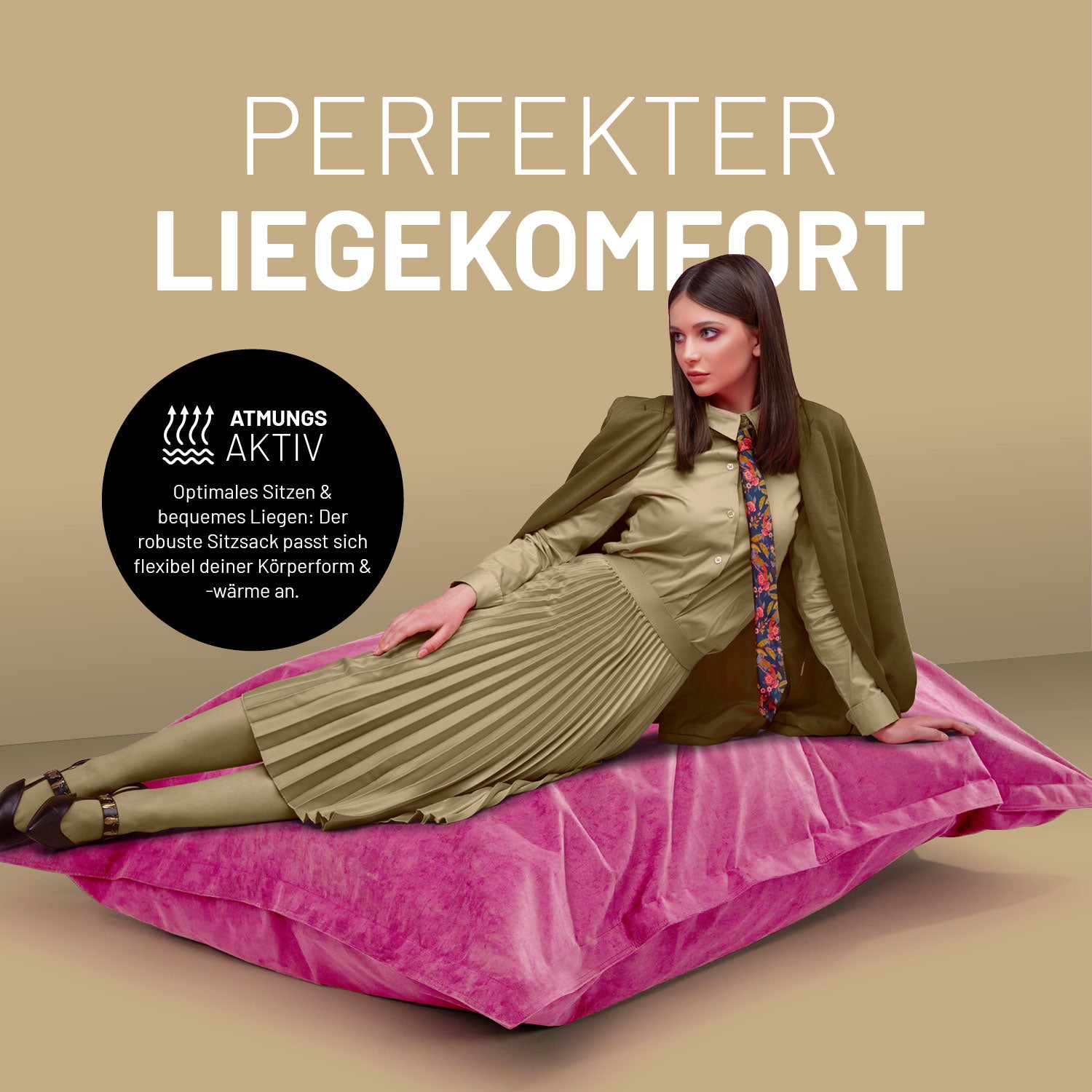 XXL Microvelours Sitzsack (380 L) - indoor - Pink