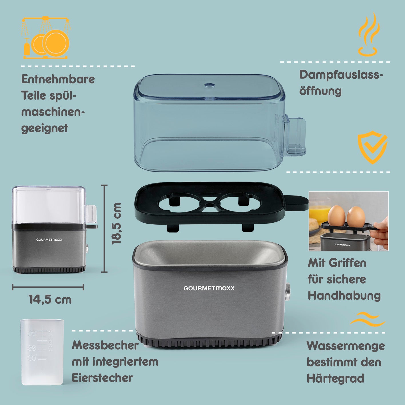 Design-Eierkocher 2 Eier - Anthrazit